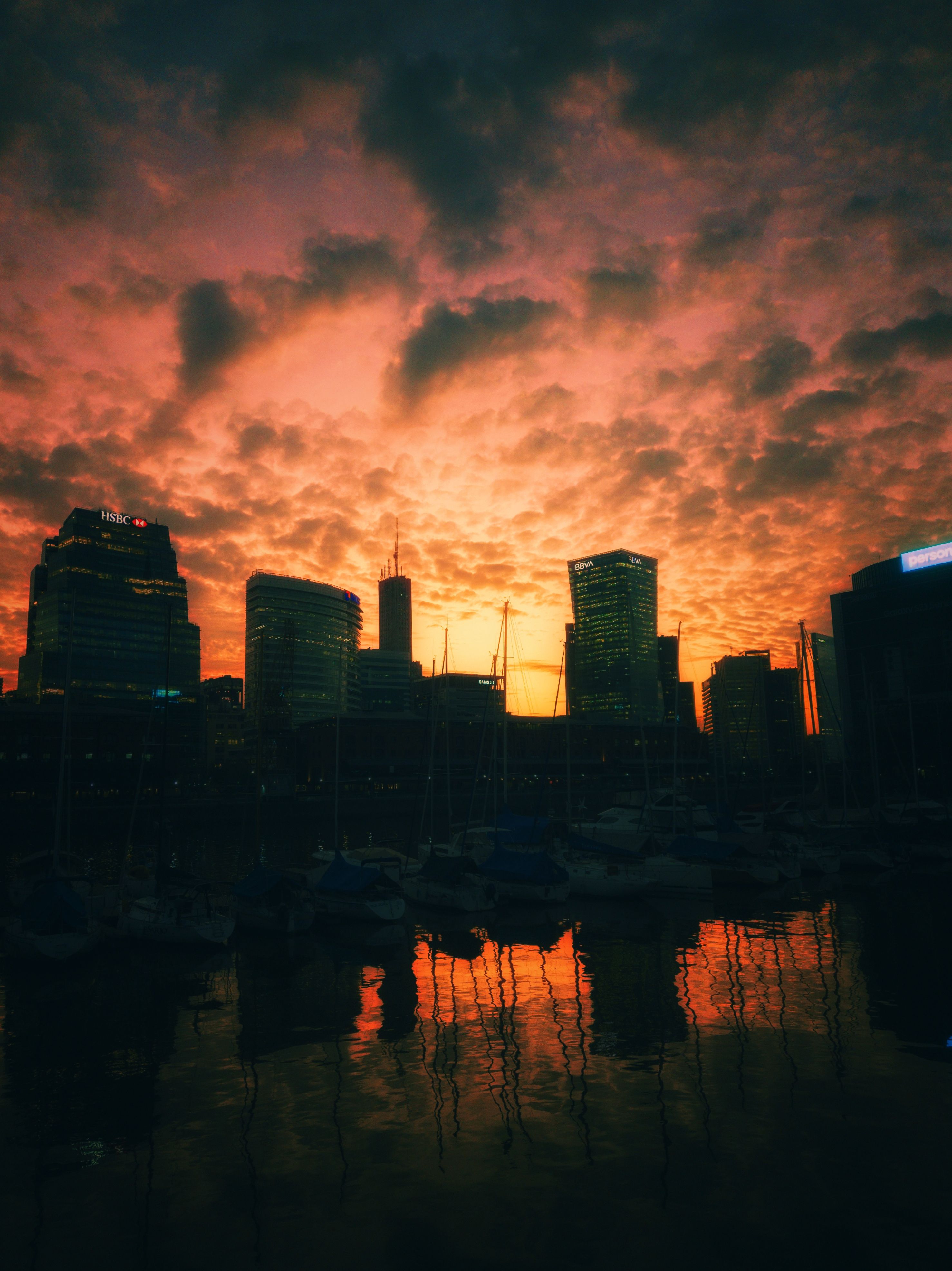 2955x3945 City Buildings Silhouette at Sunset · Free