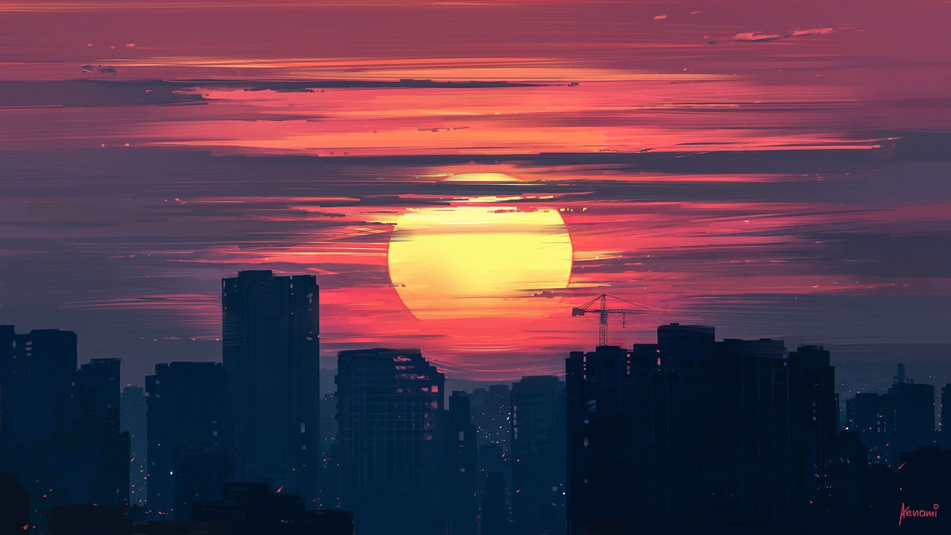 1920x1080 City Sunset Ultra HD Wallpaper