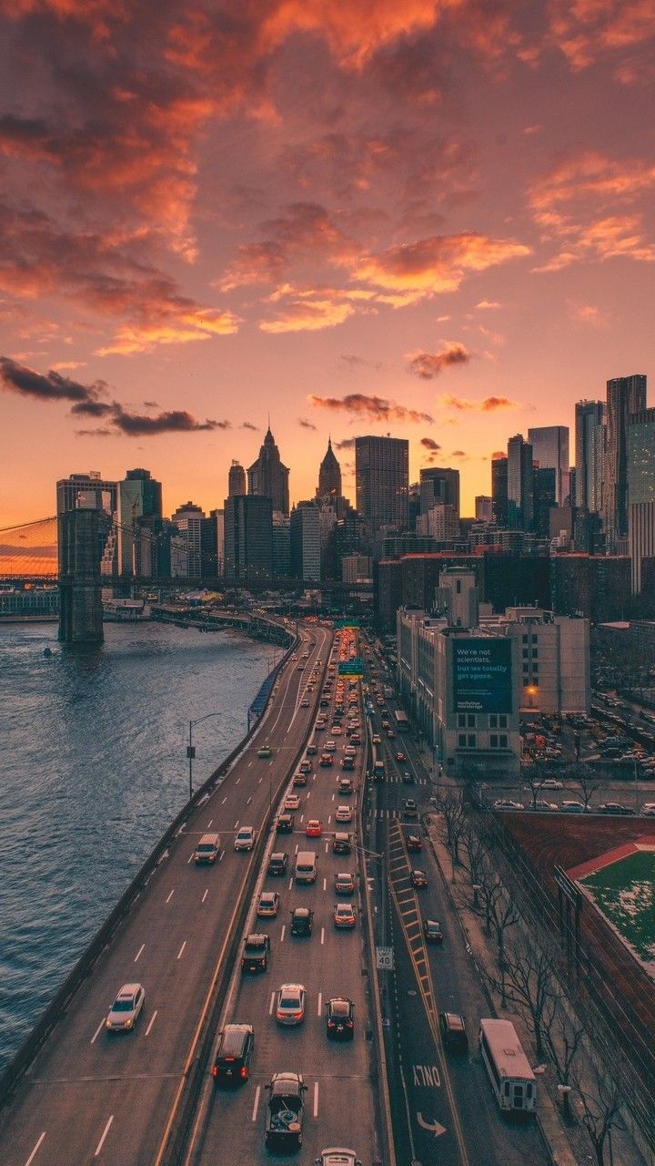 720x1280 Sunset City Wallpaper