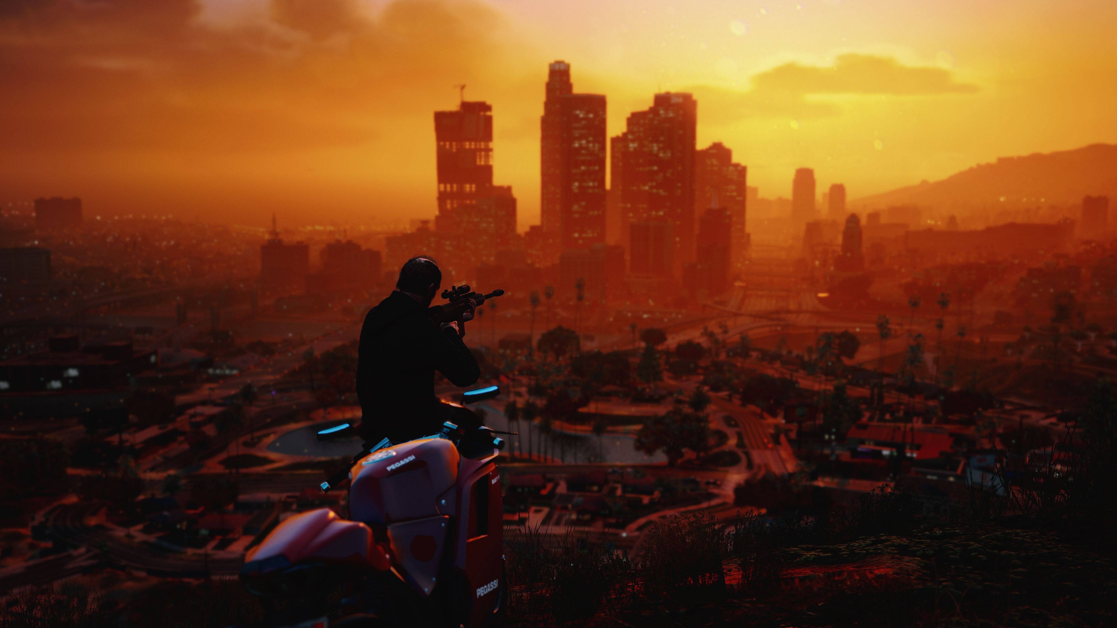 3840x2160 Wallpaper Grand Theft Auto v, Mod, City, Dusk, Sunset, Background Free Image