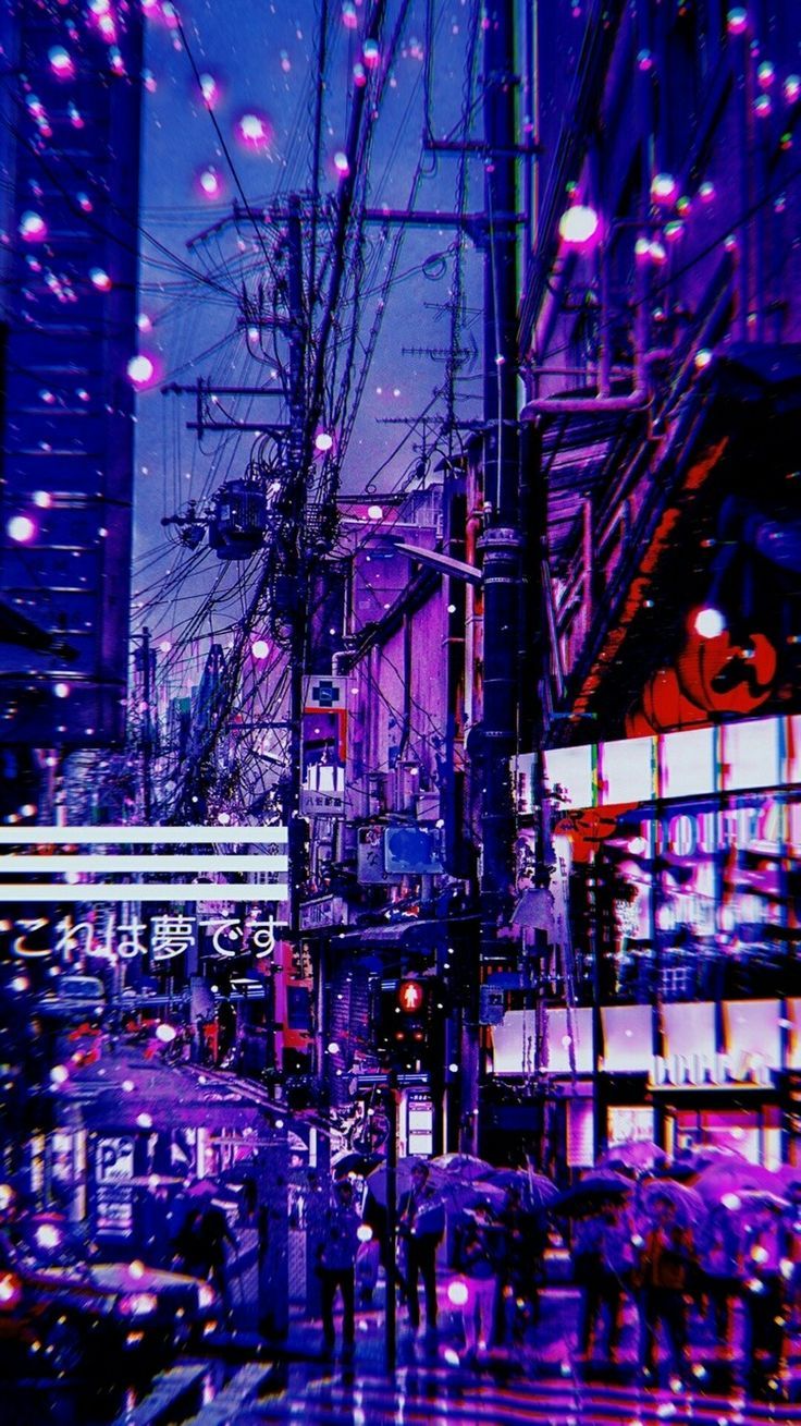 736x1309 Rainy Day in the City. Purple city 4k, Tokyo synthwave background, Japanese wallpaper purple