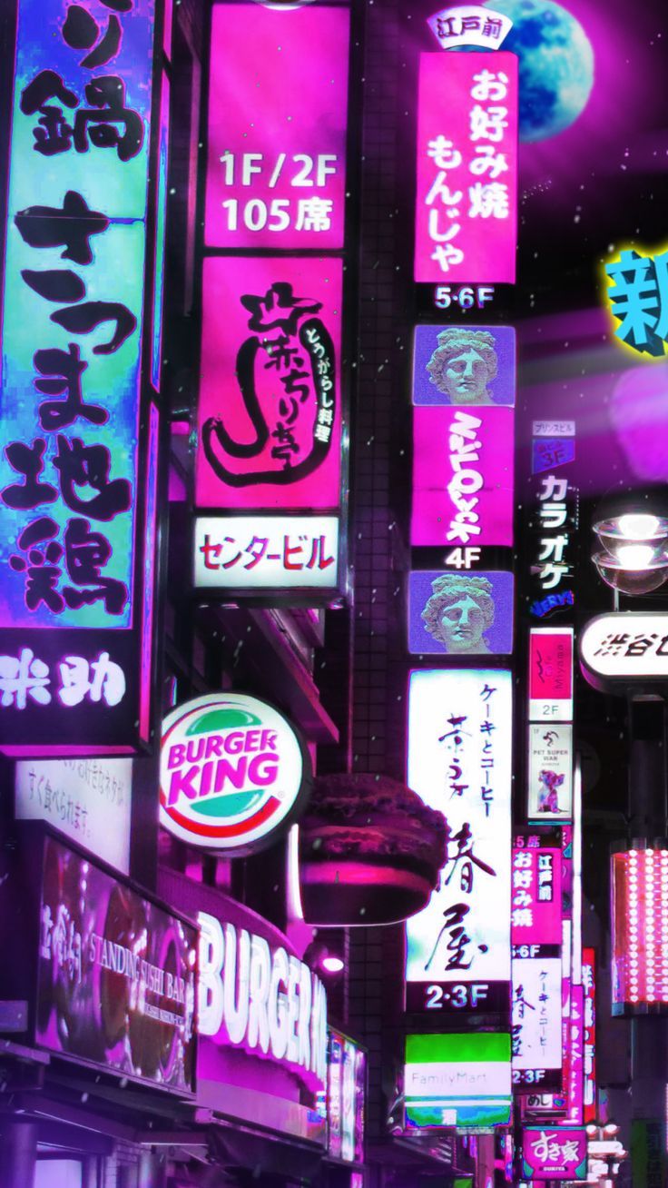 736x1308 Synthwave tokyo wallpaper. iPhone wallpaper vaporwave, Japanese neon background, Vaporwave aesthetic