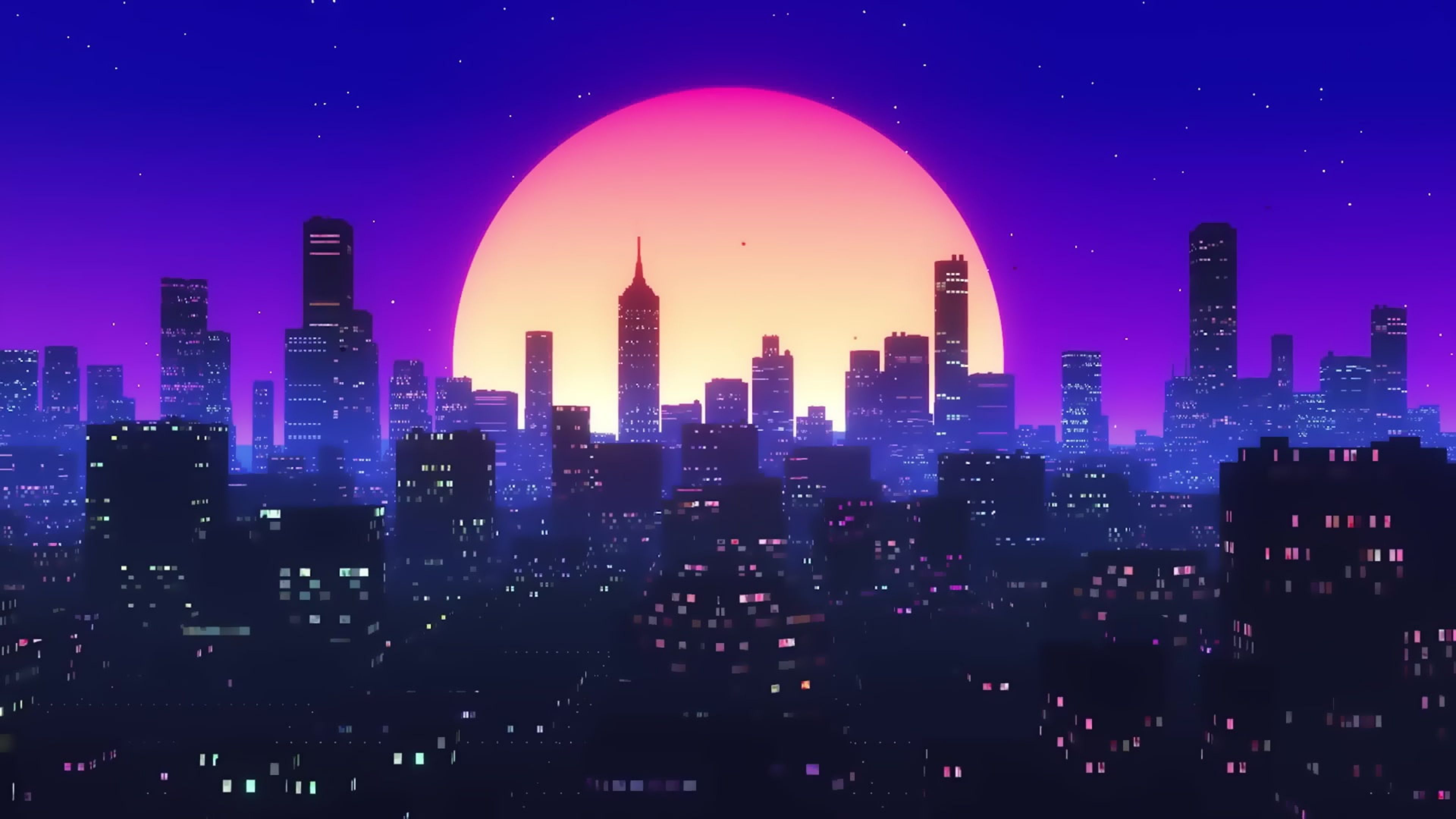 3840x2160 Synthwave City [ 3840x2160 ]