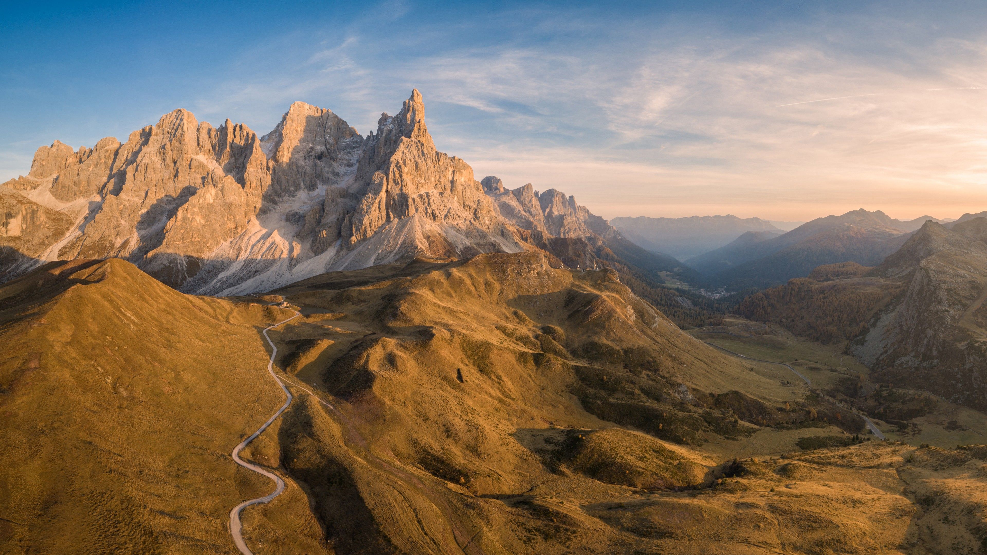 3840x2160 Panorama Peak Dolomites Mountain During Morning 4K HD Nature Wallpaper