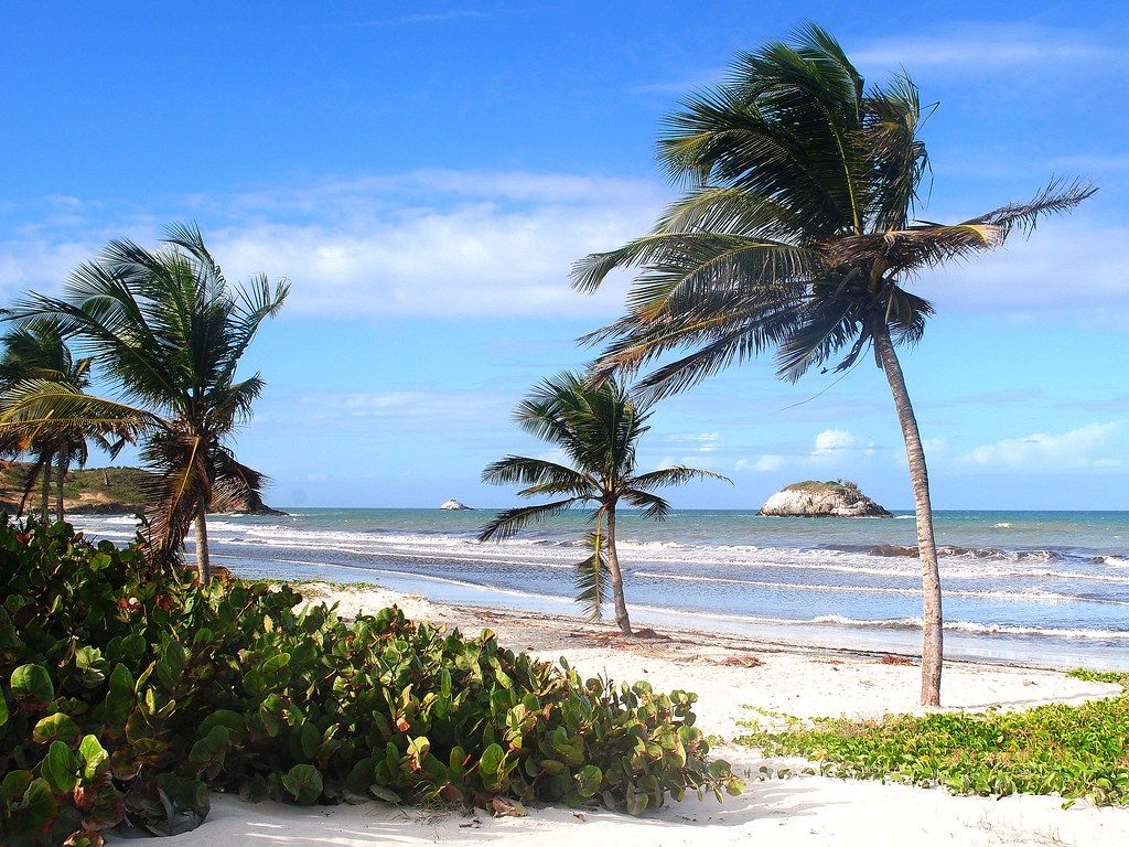 1024x768 Isla Margarita. playa el agua on the east of th