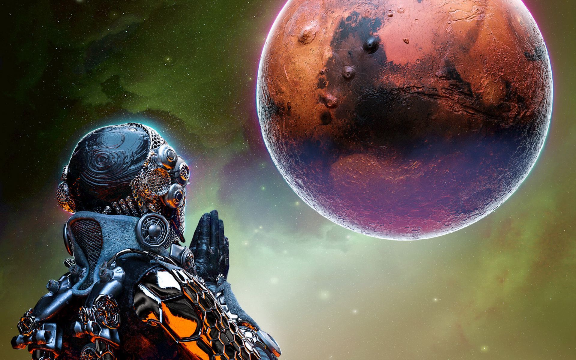 1920x1200 Download wallpaper 1920x1200 alien, planet, prayer, art, space widescreen 16:10 HD background