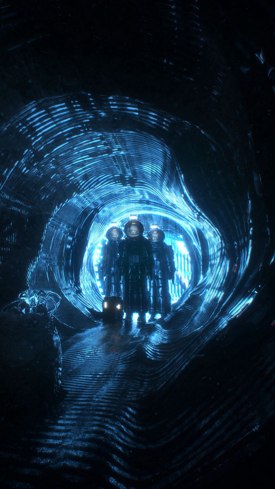 938x1668 Download Wallpaper 938x1668 Cave, Dark, Aliens, Entrance, Light, Blue Iphone 8 7 6s 6 For Parallax HD Background
