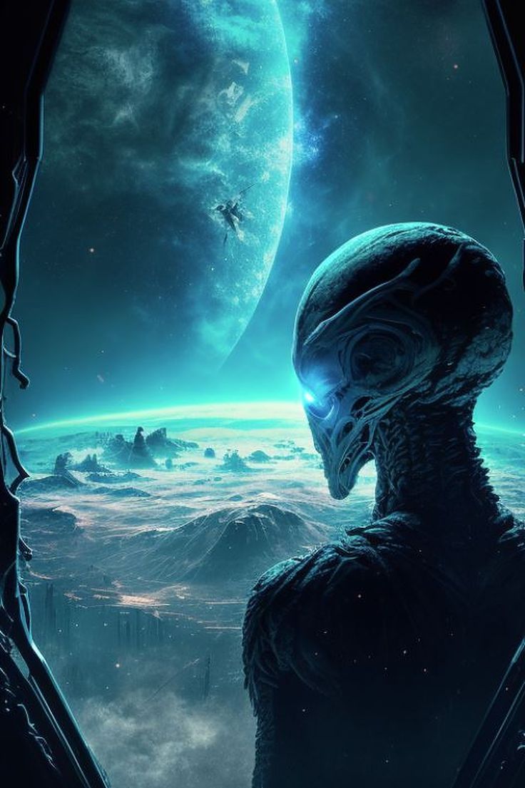 736x1105 Alien looking down on earth 4