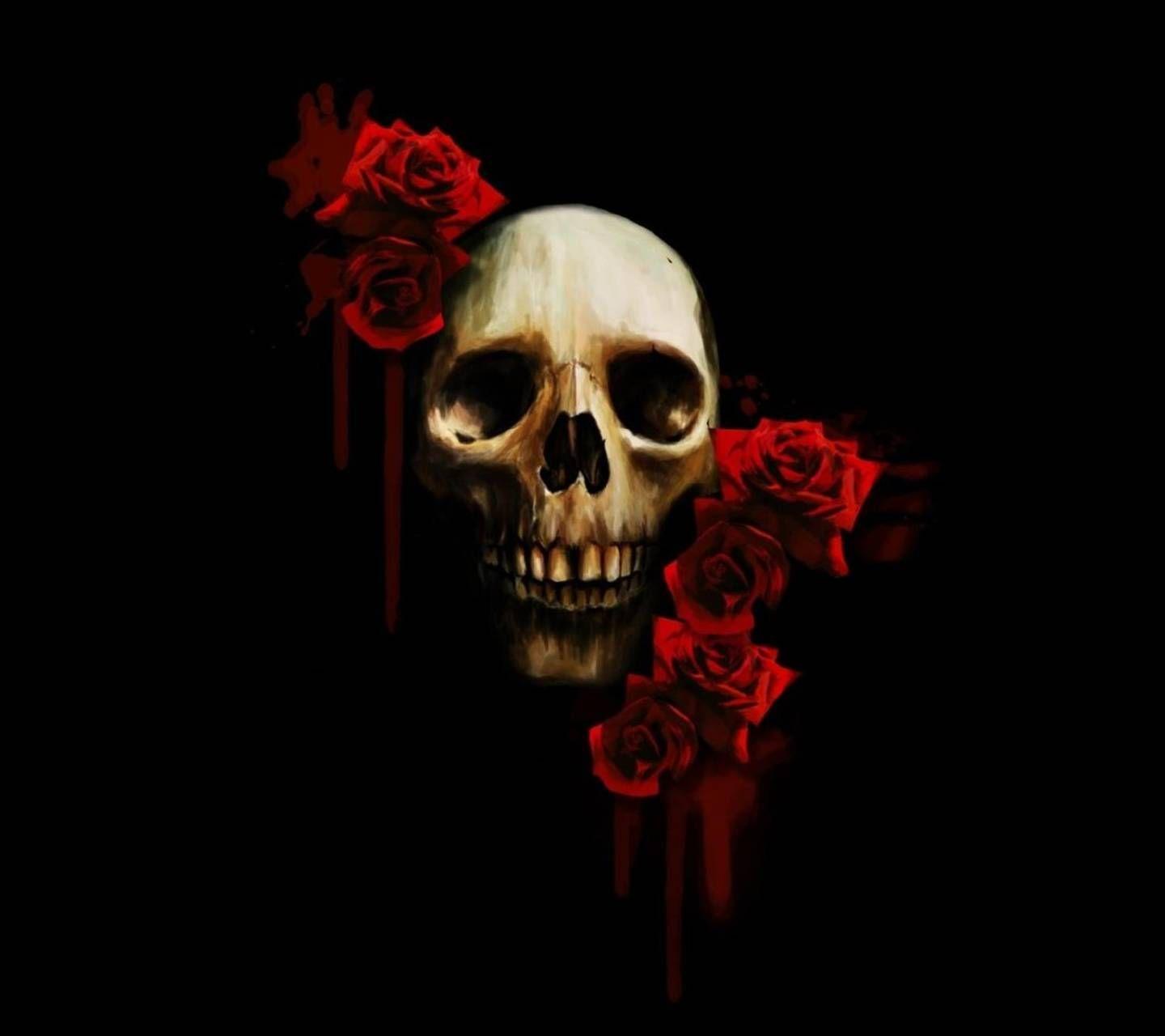 1440x1280 Skull Rose Wallpaper