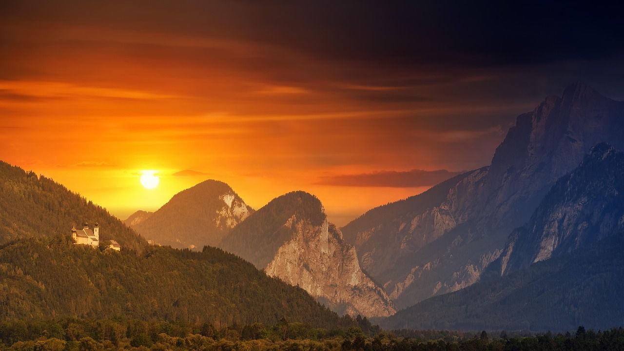 1280x720 Alpine Mountains Sunset Alps