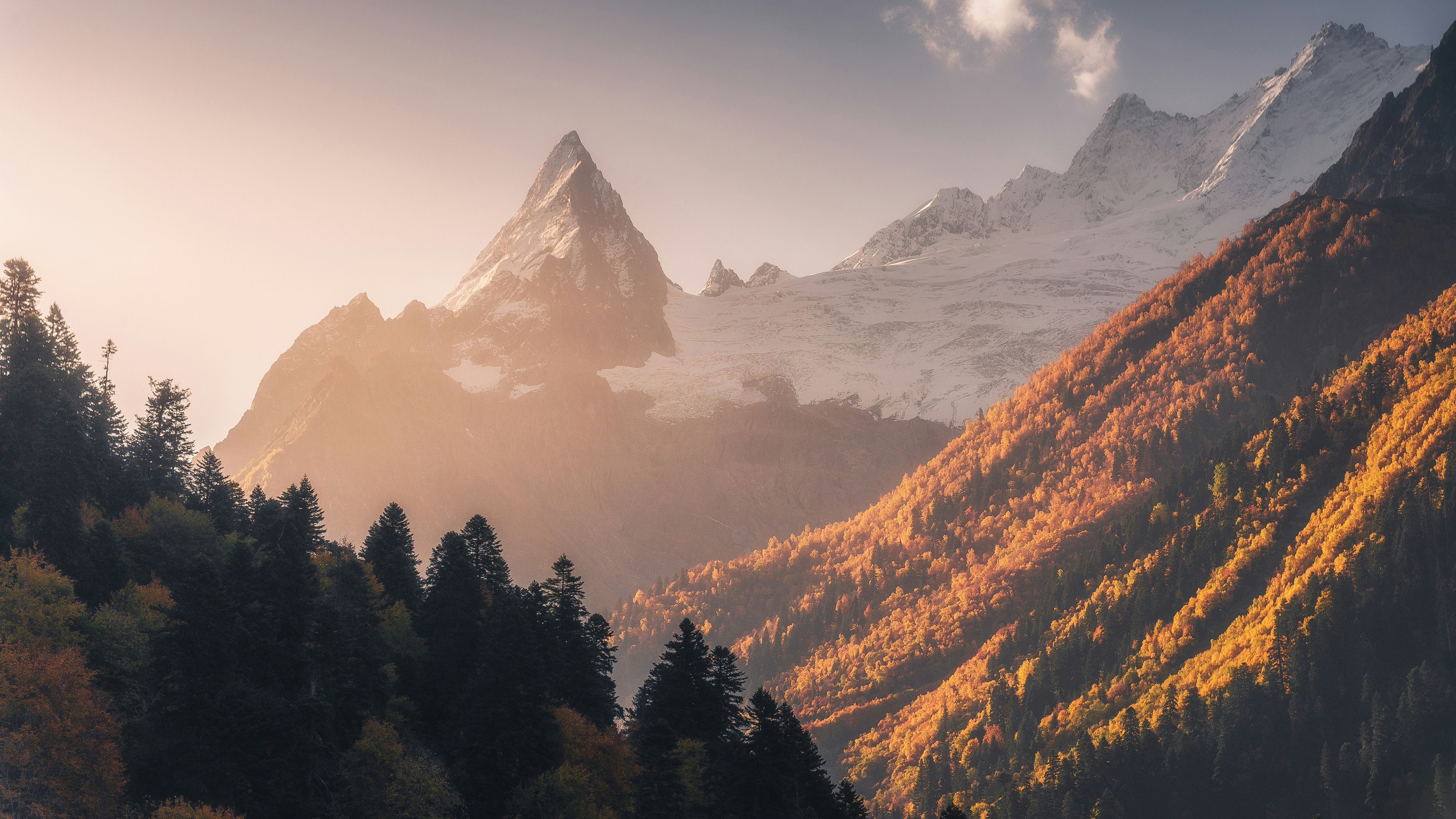 5995x3372 Golden Alpine Peak Snow Capped Mountain Wallpaper, HD Nature Wallpaper, 4k Wallpaper, Image, Background, Photos and Picture