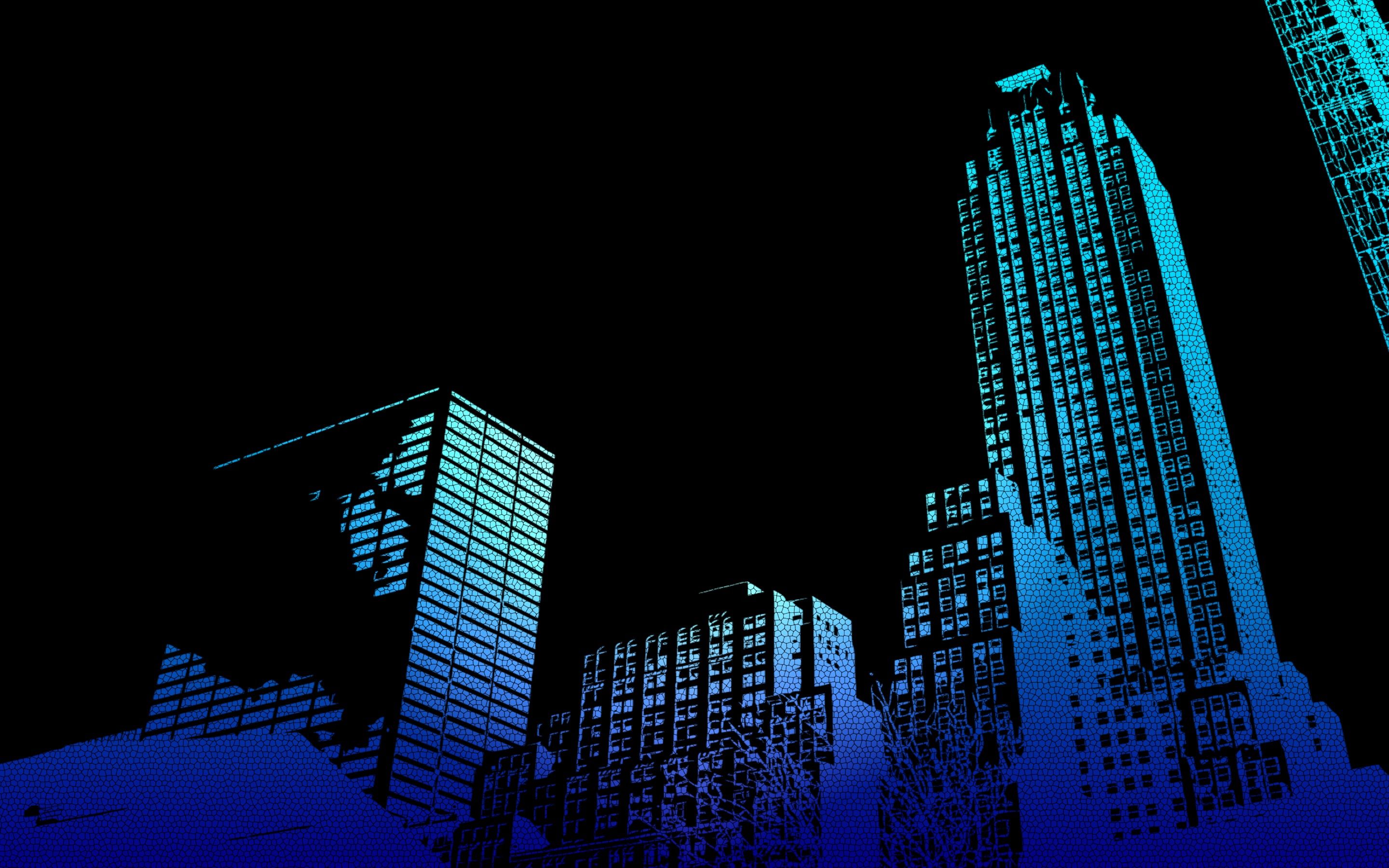 2880x1800 Wallpaper Skyscrapers, buildings, black background, creative design 2880x1800 Picture, Image