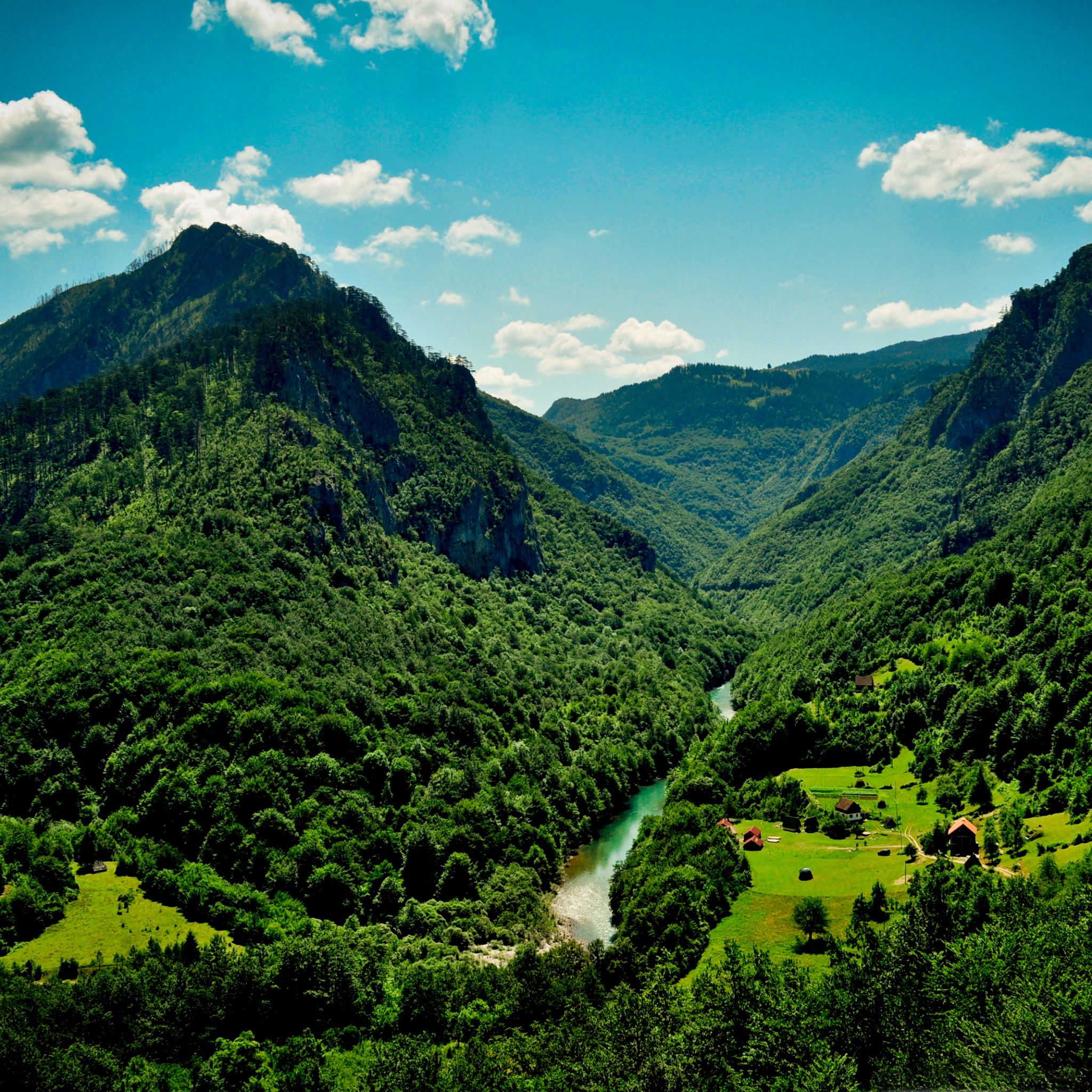 2048x2048 Overlooking the small village iPad Air Wallpaper Free Download