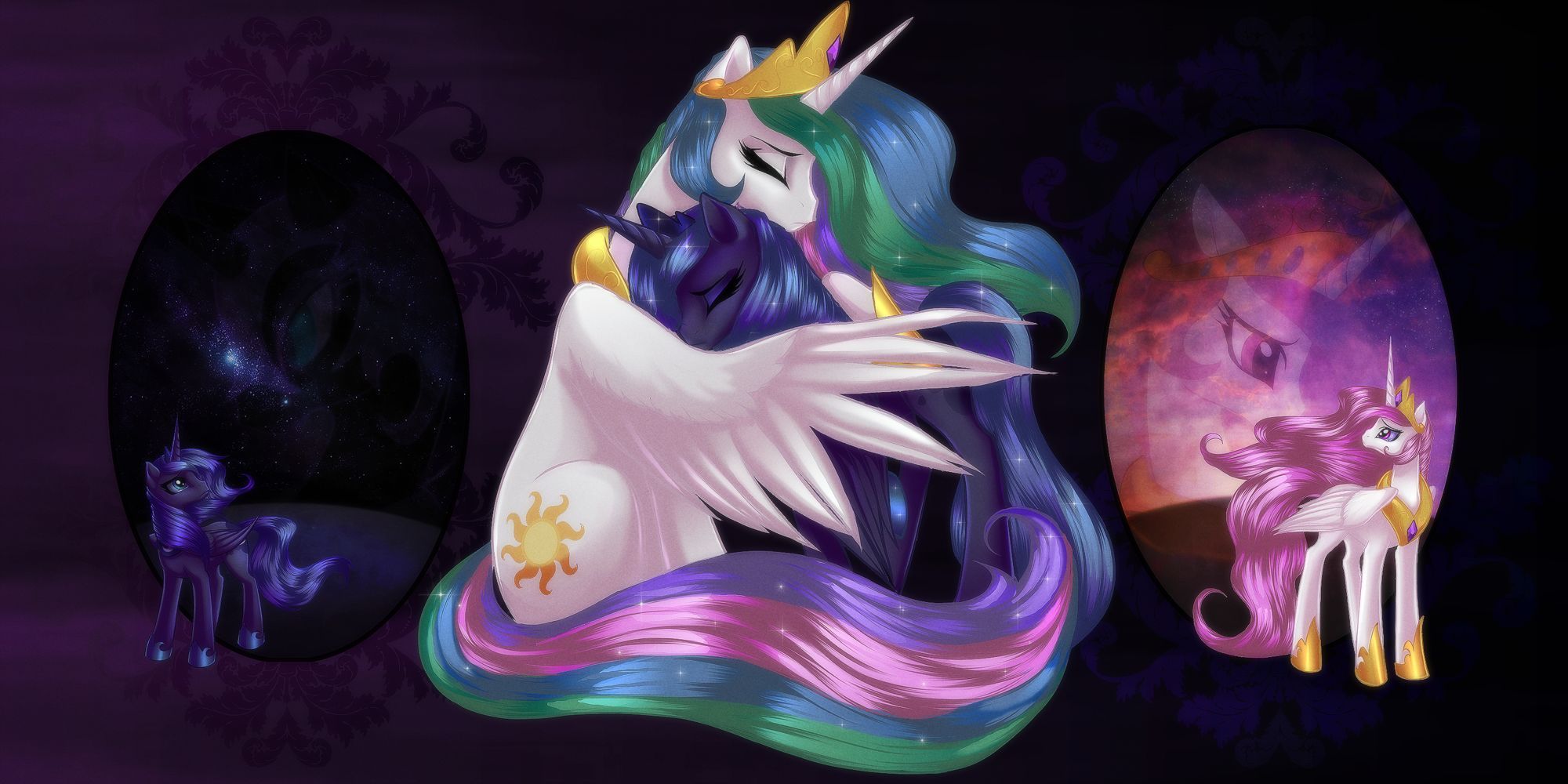 2000x1000 Desktop wallpaper: Tv Show, My Little Pony: Friendship Is Magic, My Little Pony, Princess Celestia, Princess Luna 4K free download for PC. 328964