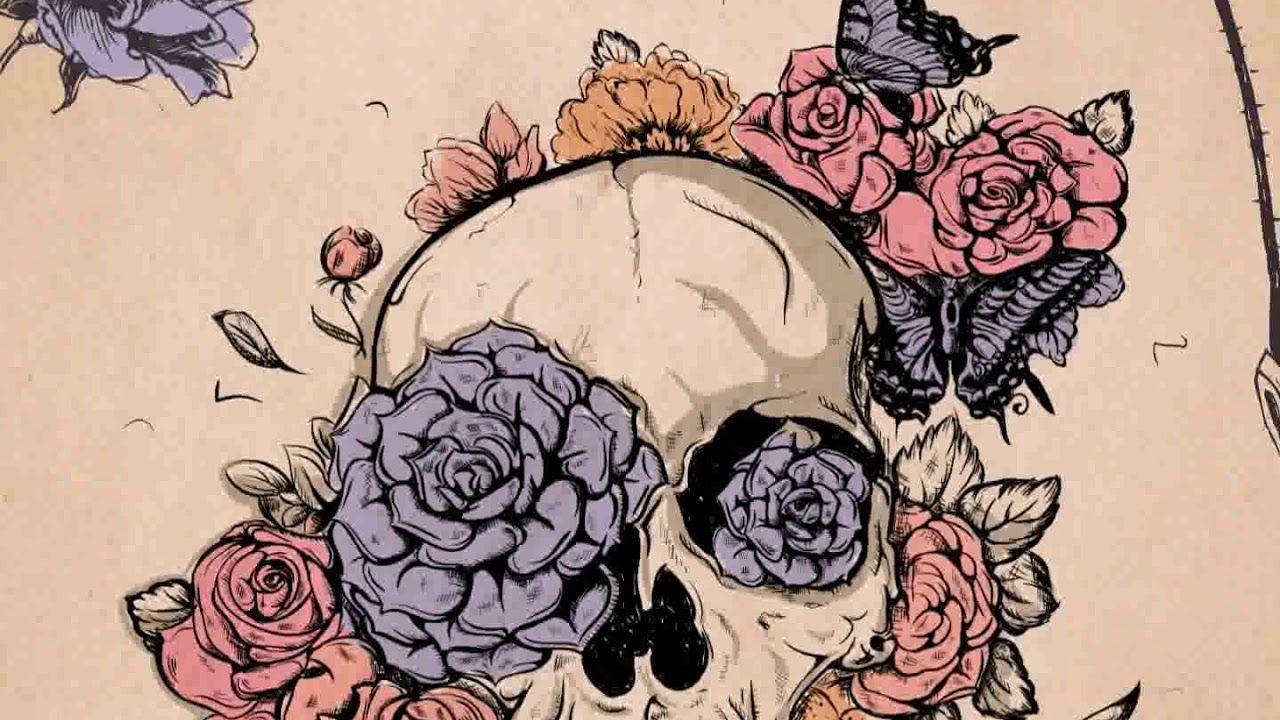 1280x720 Samsung Theme Live Wallpaper Flower Skull Tattoo