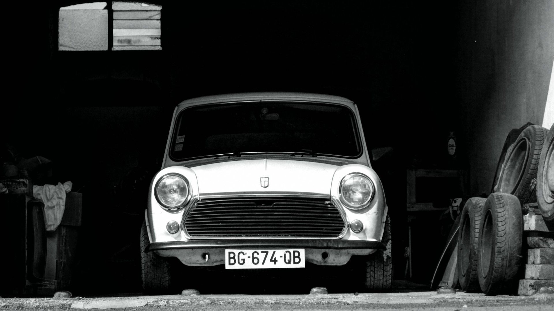 1920x1080 Download Car Black & White Vehicle Mini Cooper HD Wallpaperx1080