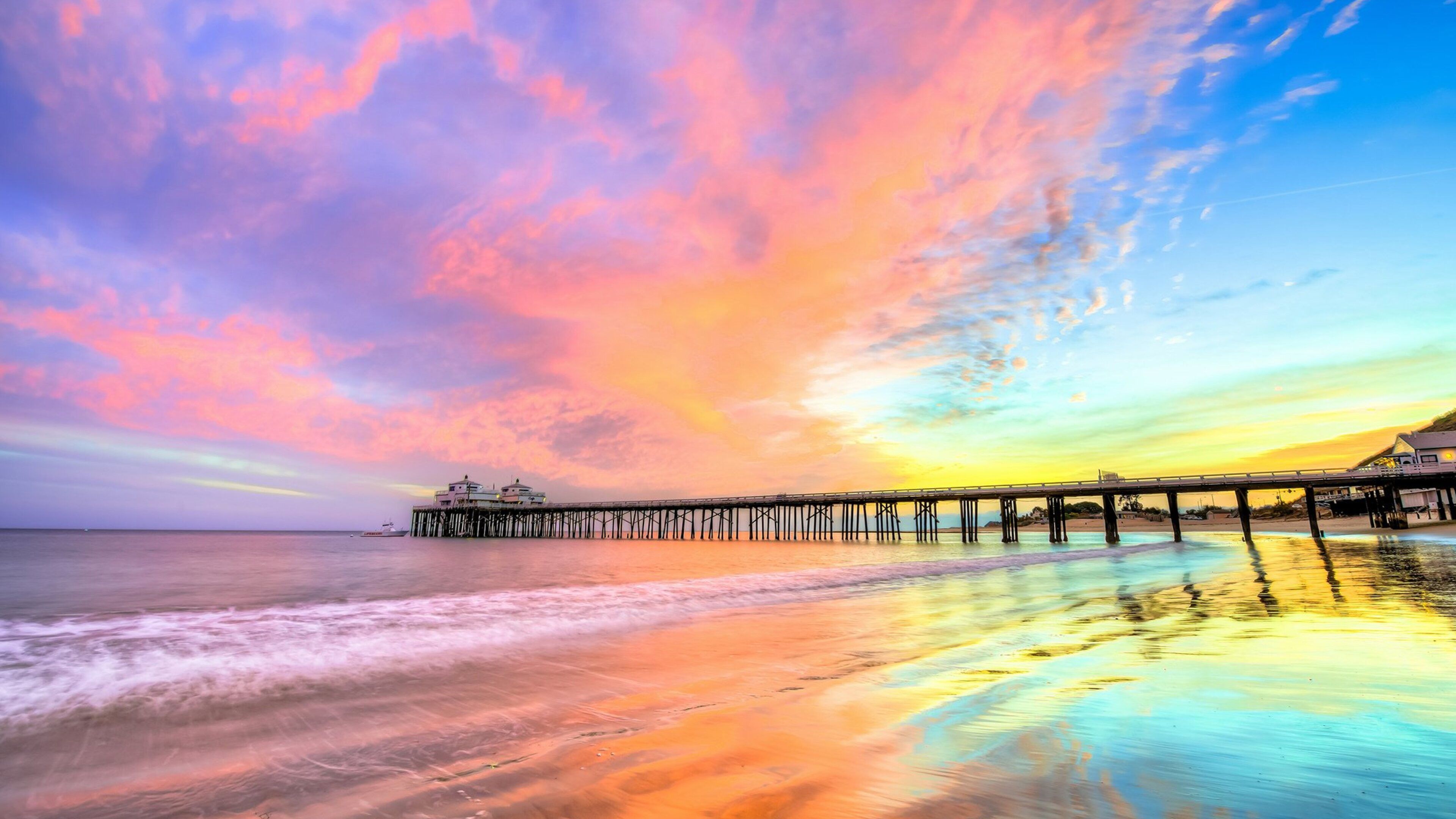 3840x2160 Pier Beach California 4K HD Nature Wallpaper