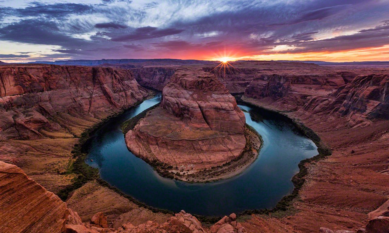 1280x768 Free Horse Shoe Bend Sunset Desktop Background To Download!