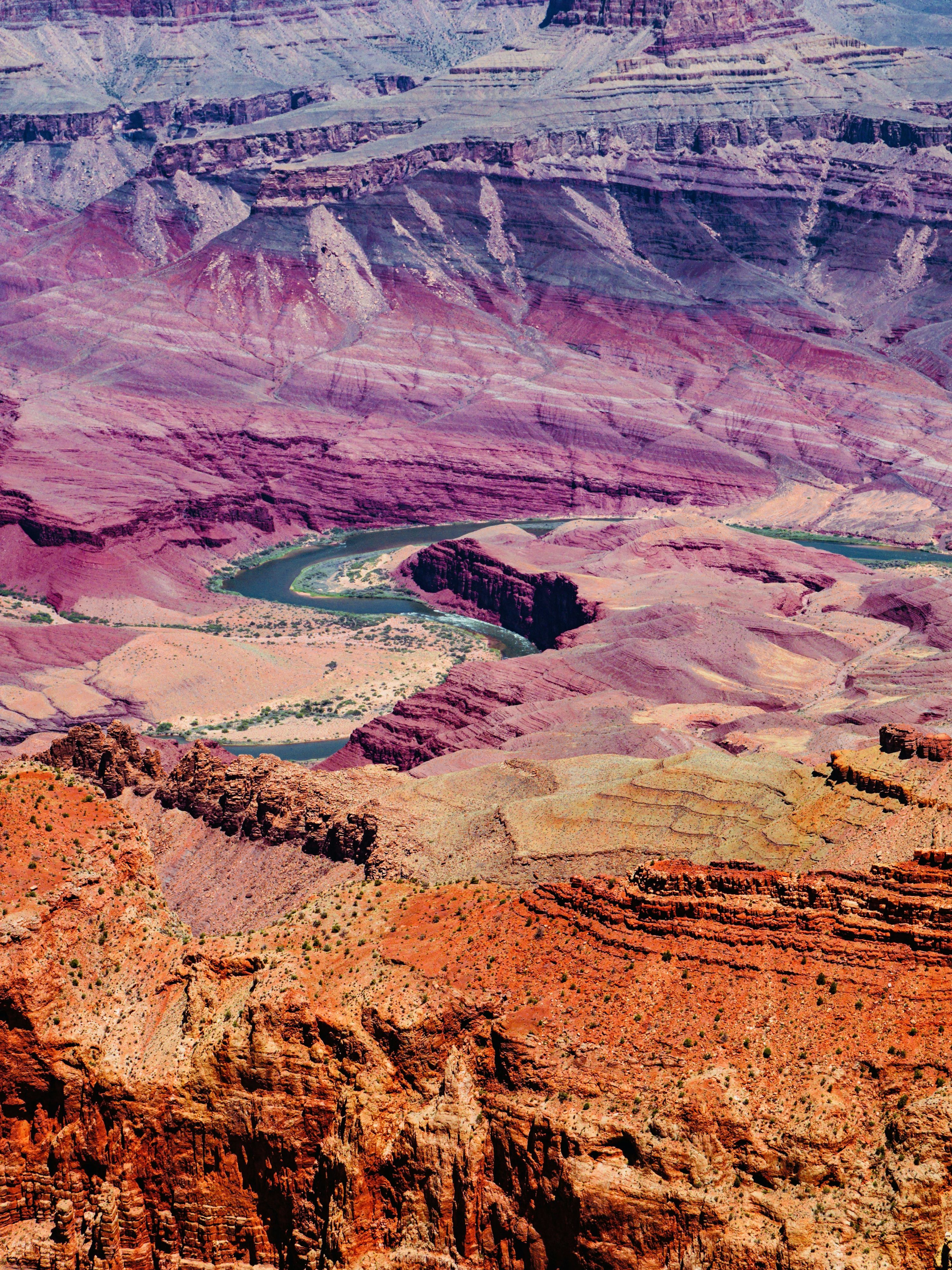 3000x4000 Colorful grand canyon layers with winding river below photo