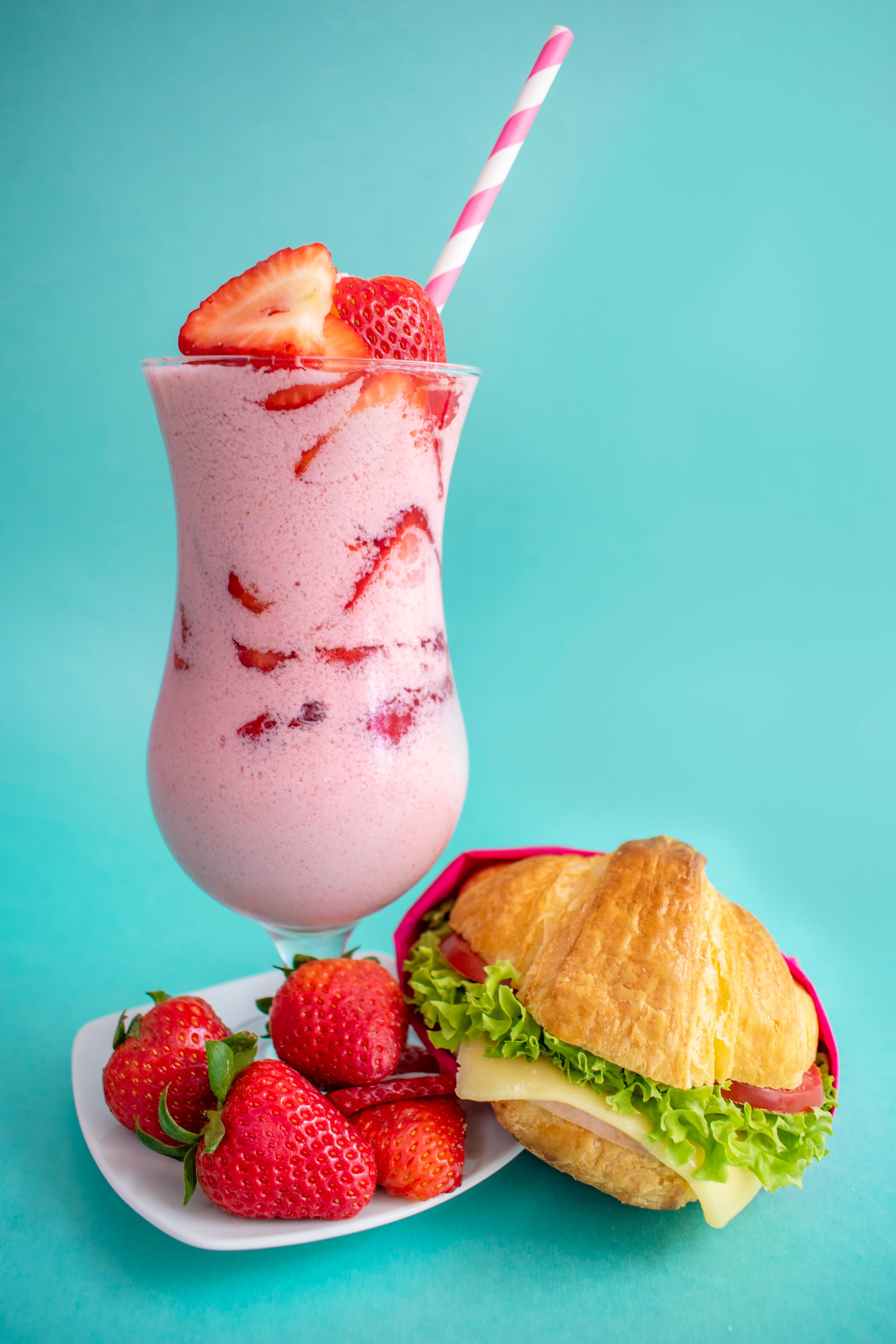 4000x6000 Strawberry Smoothie on a Clear Glass · Free