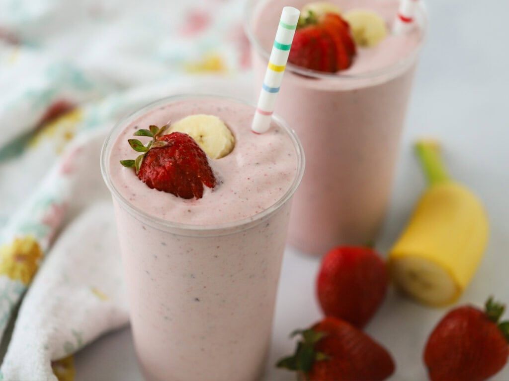 1024x768 Strawberry Banana Protein Shake Carefree Kitchen