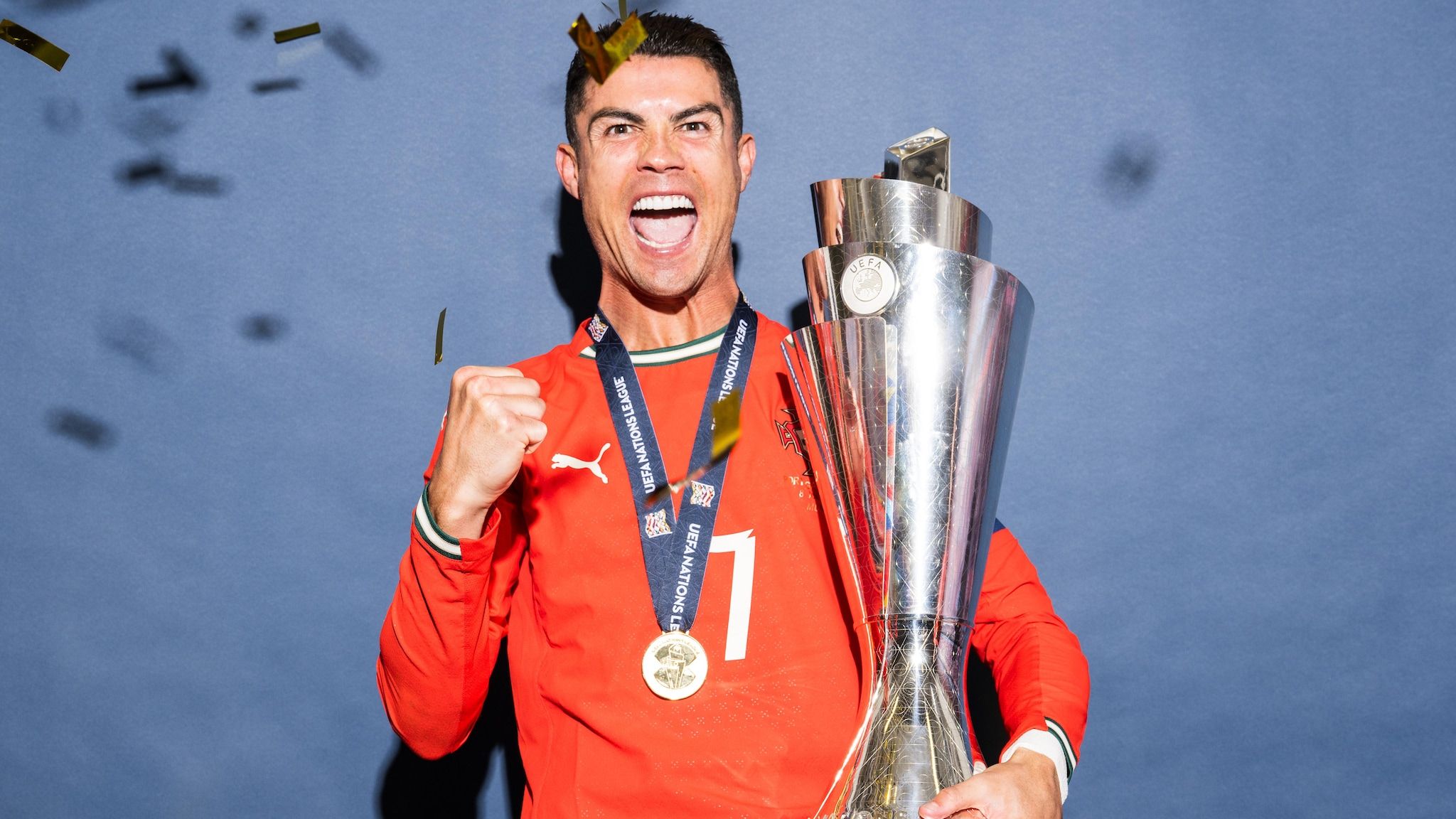 2048x1152 Cristiano Ronaldo and Nuno Mendes on Portugal's UEFA Nations League triumph. UEFA Nations League 2025