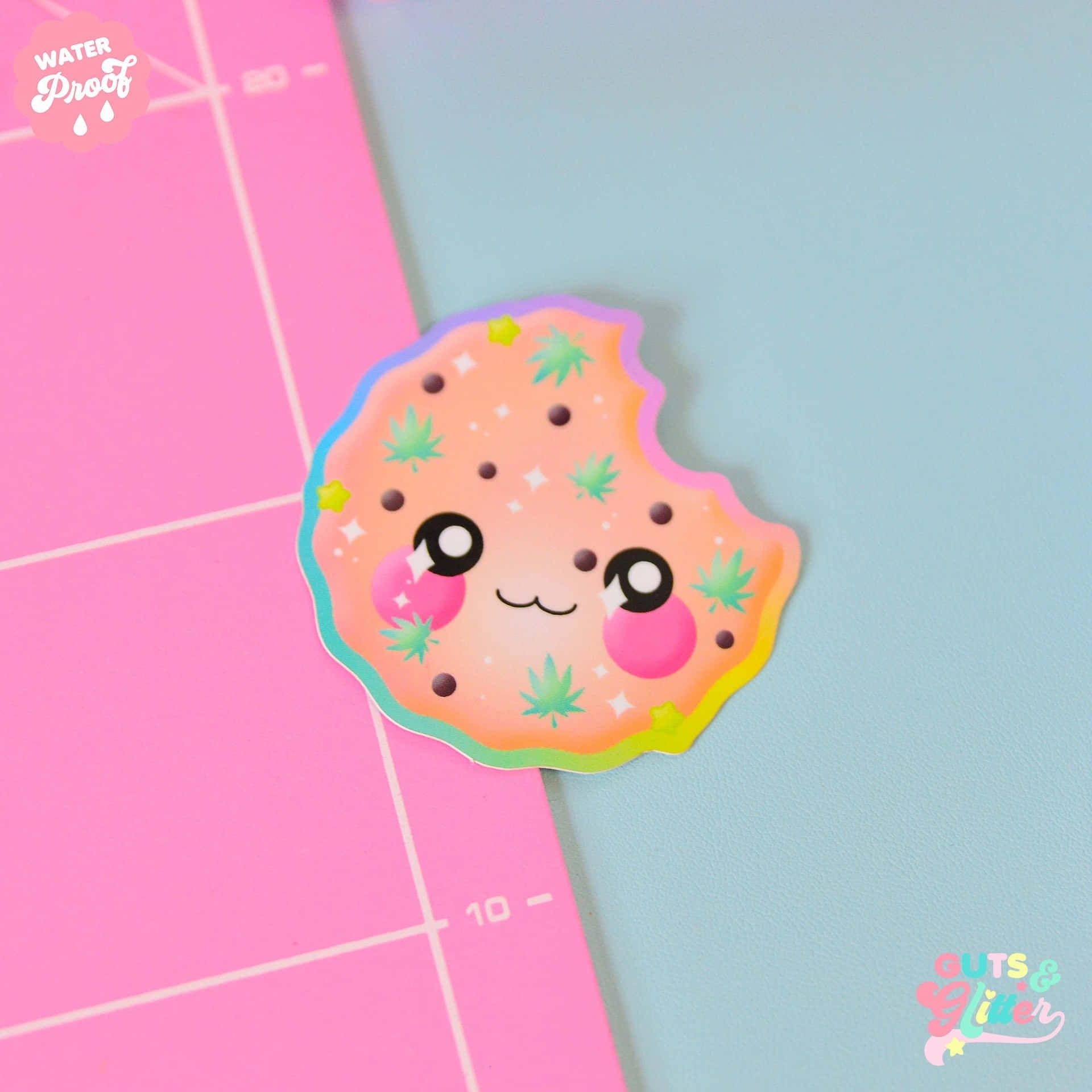 1920x1920 Download A Cute Kawaii Donut Sticker On A Pink Background Wallpaper