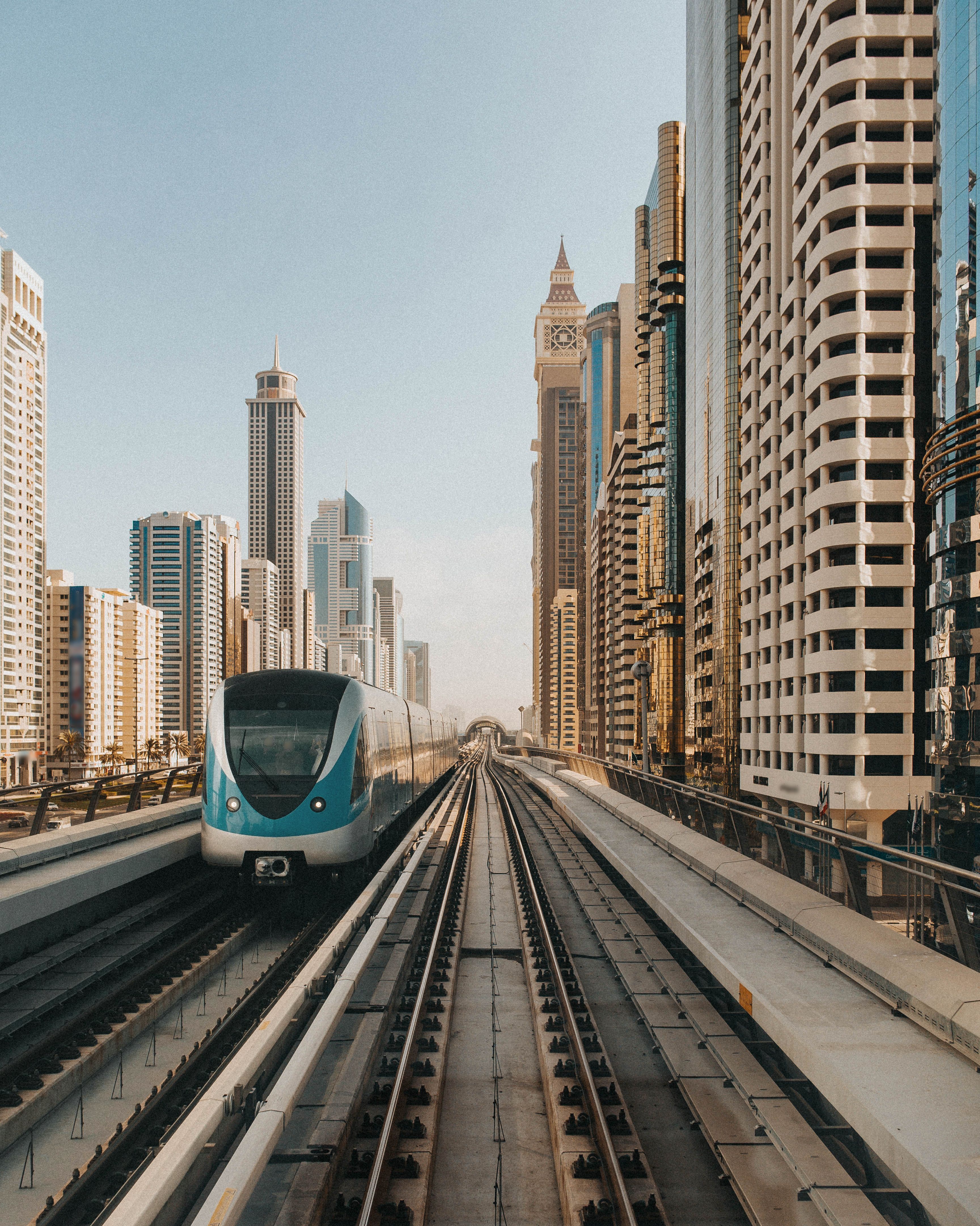 3457x4321 Dubai Metro with Burj Khalifa Skyline · Free