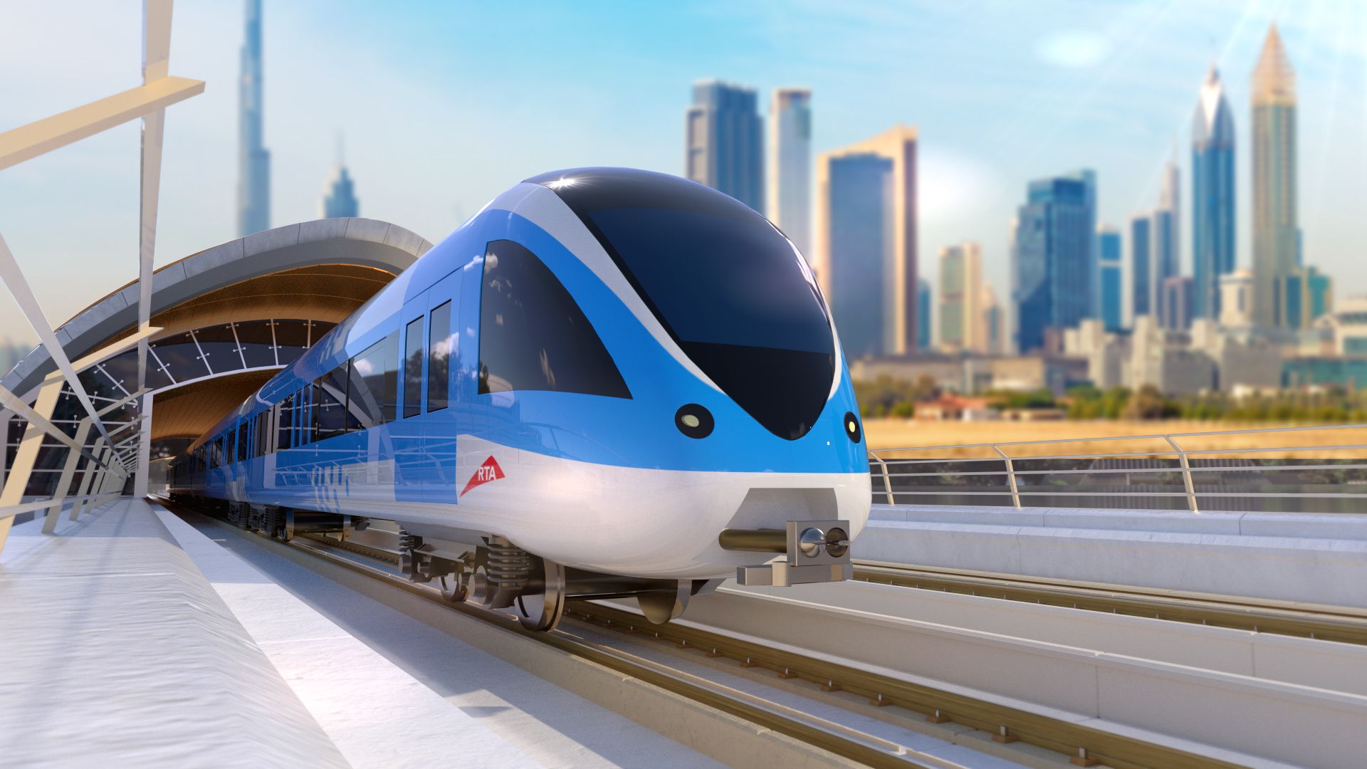 1920x1080 Dubai Metro stations with train