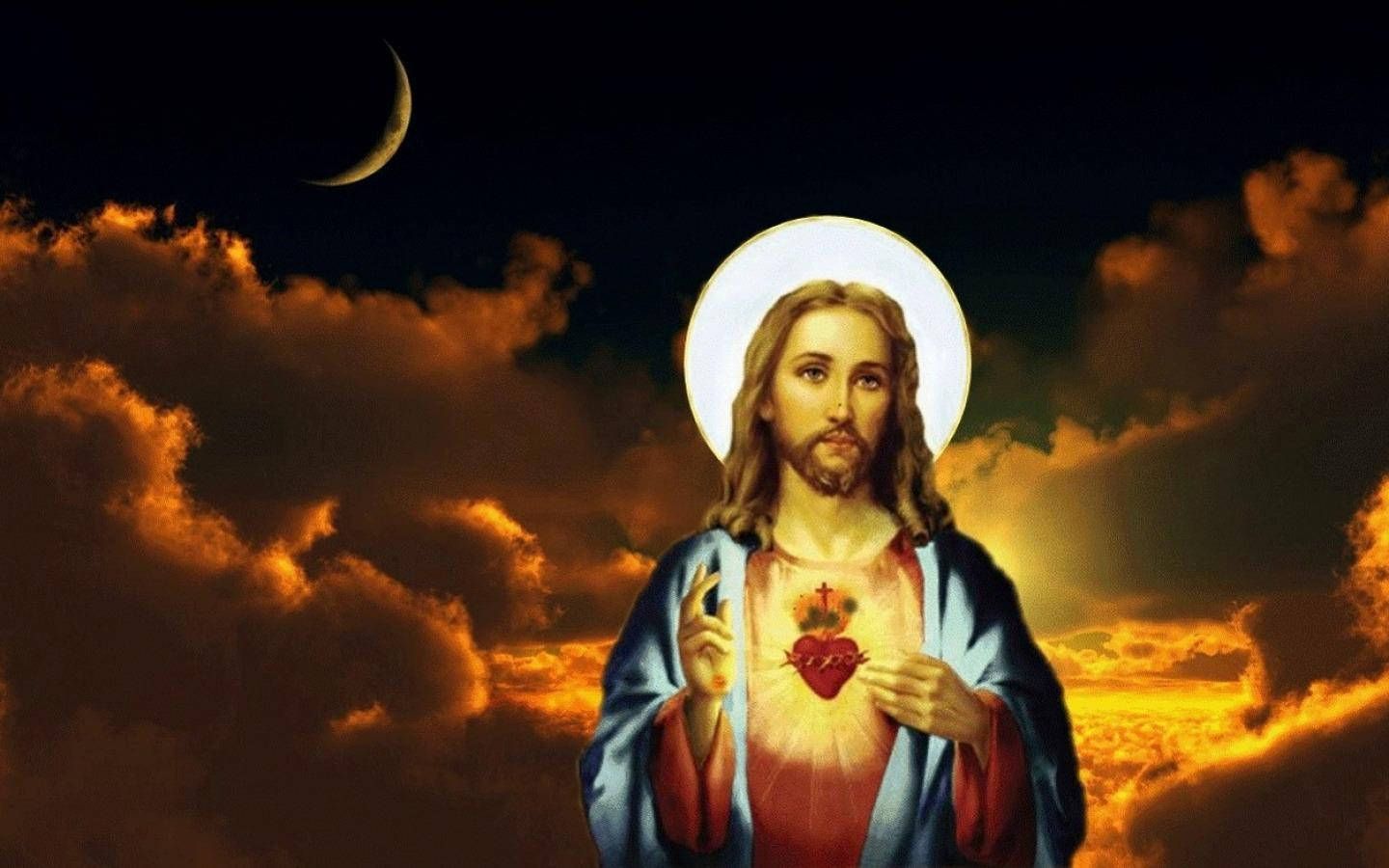 1440x900 Download Christian God With A Floating Red Heart Wallpaper