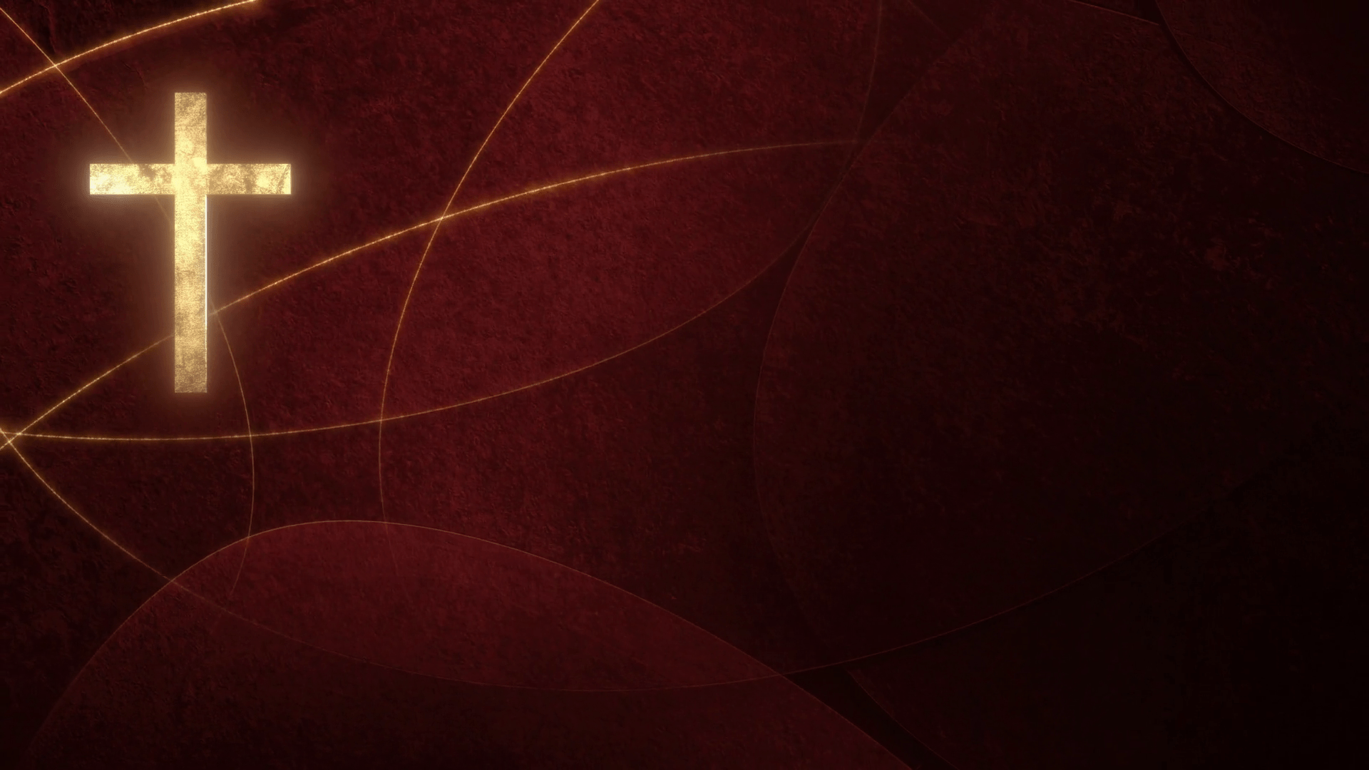 1920x1080 Christian Cross on red background loop. 3D animation for online worship symbolizing passion for Christ in Confirmation, Good Friday, Palm Sunday, and the Pentecost