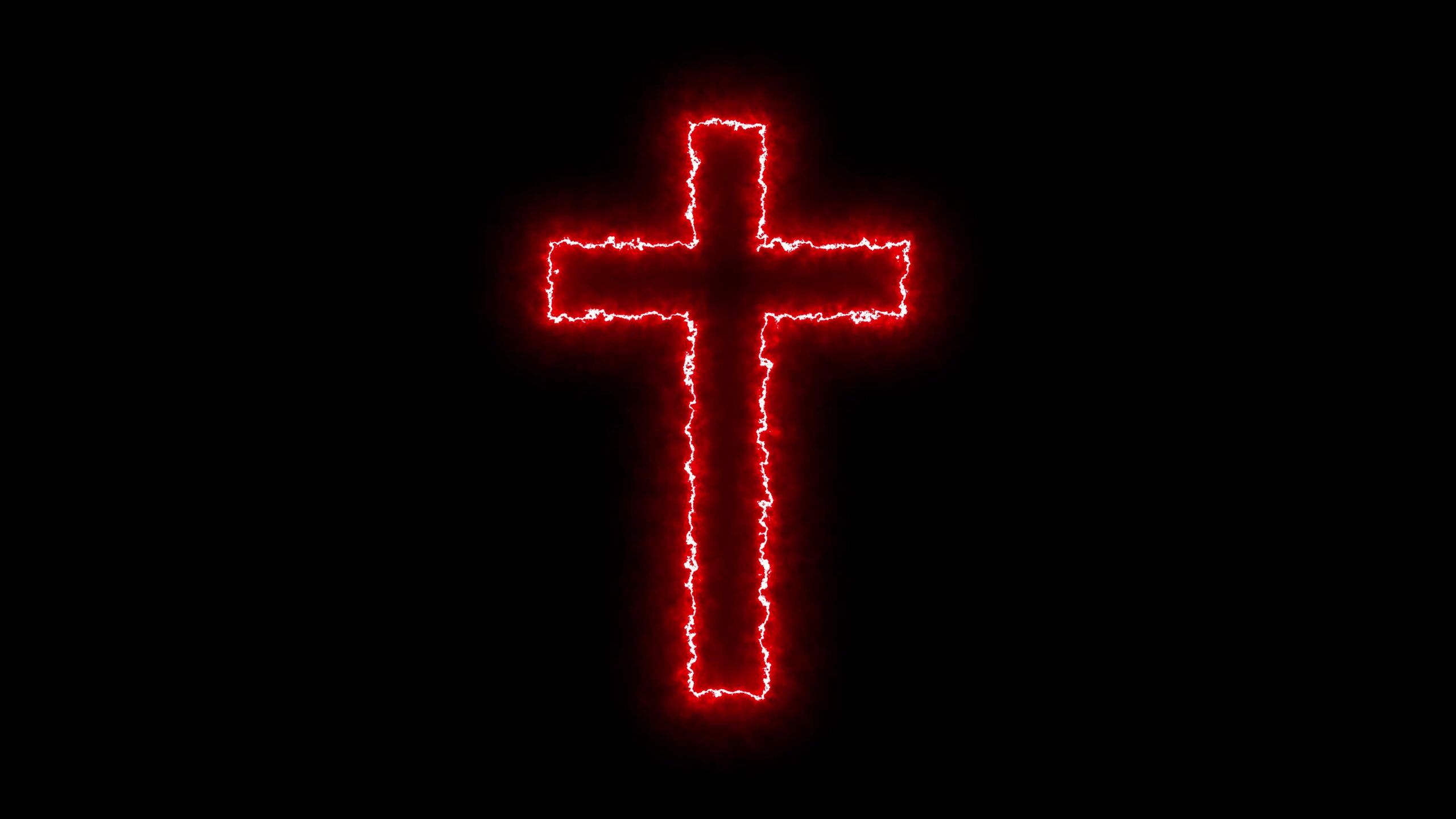 2560x1440 Electric cross illuminated red on black