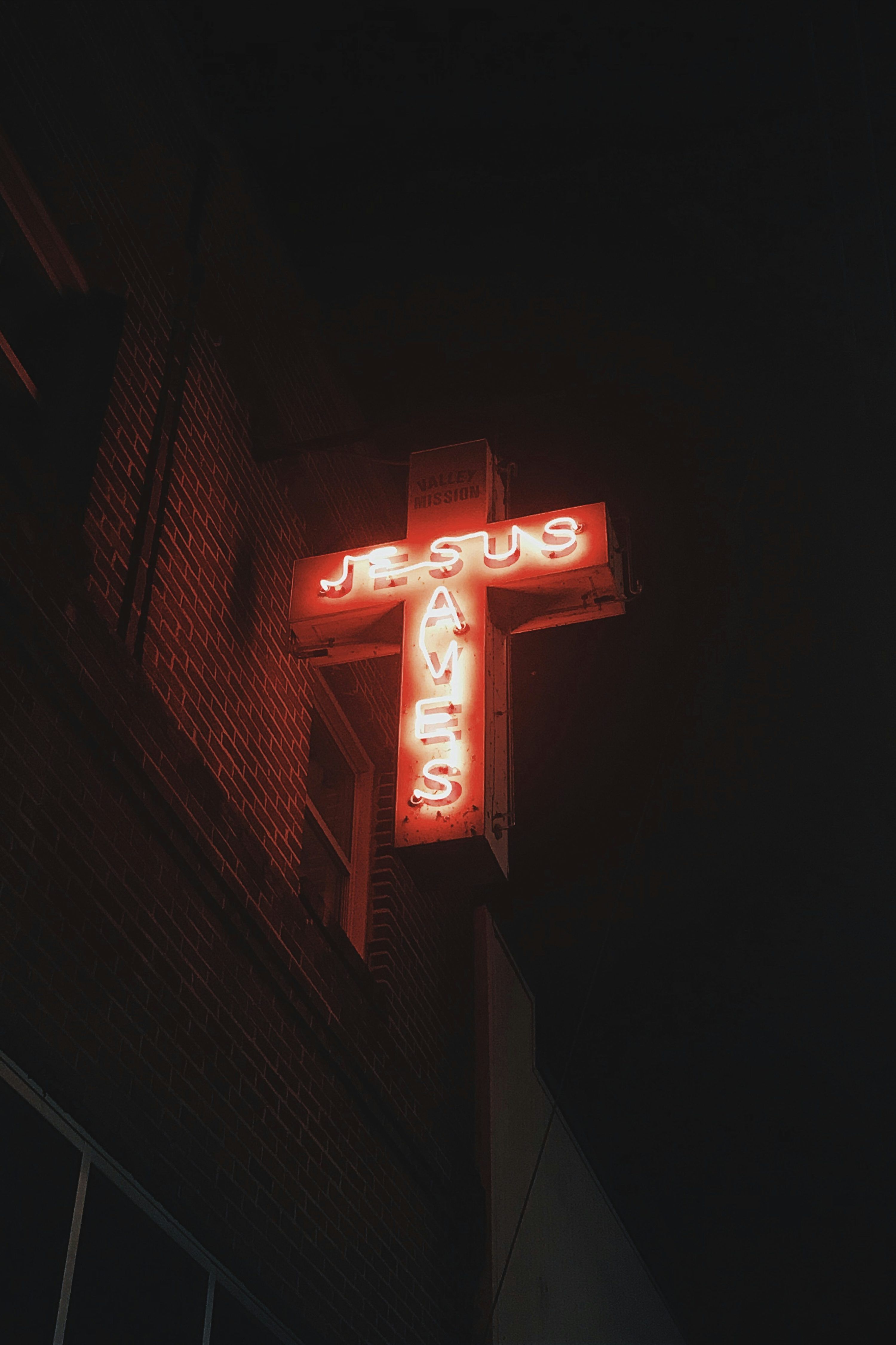 3000x4503 Red Jesus Saves neon signage photo