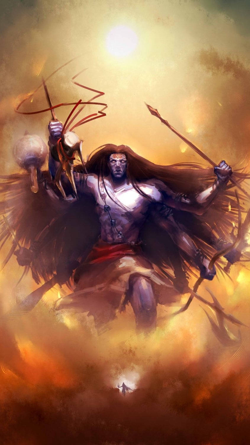 845x1503 Download Mahadev Rudra Avatar In The Clouds Wallpaper