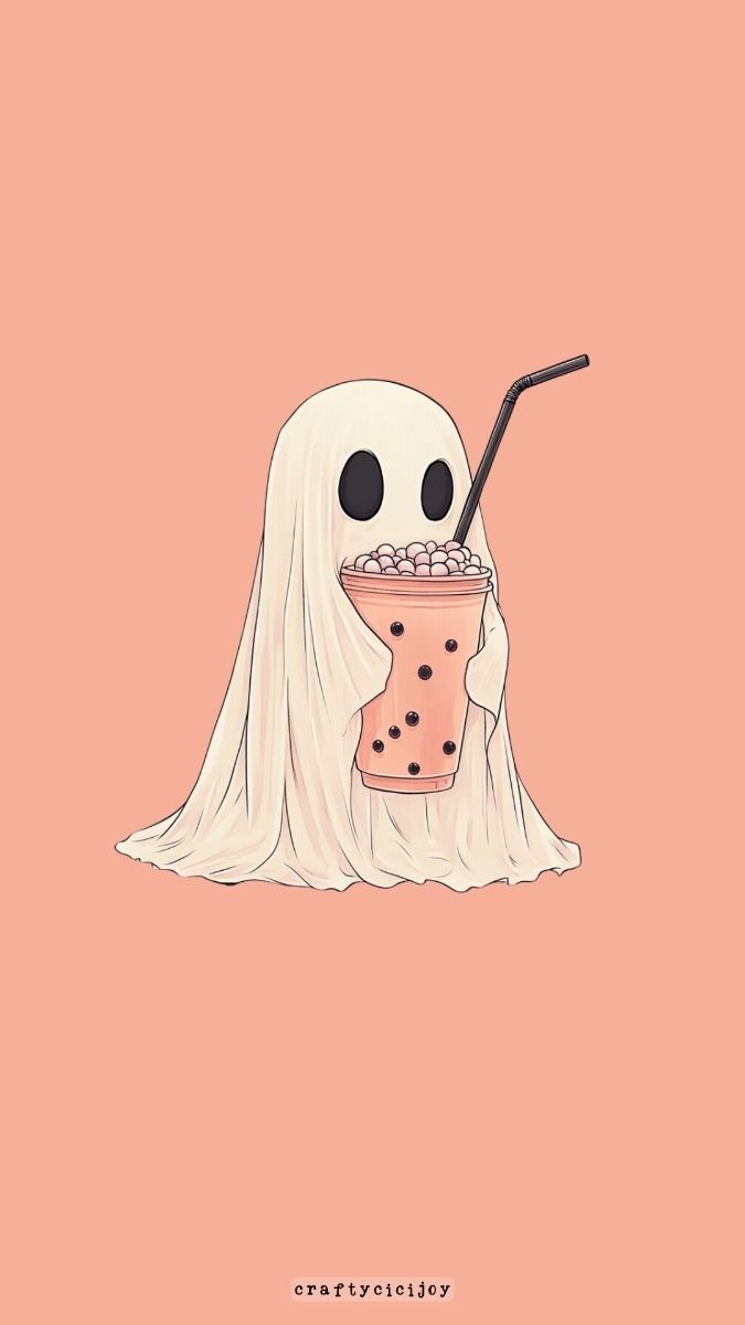 675x1200 Cute Ghost Wallpaper: Adorable Phone Background for Halloween!