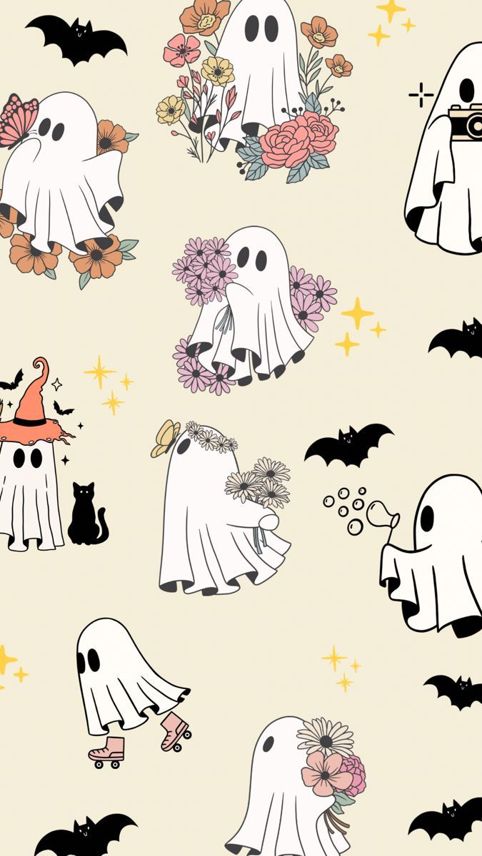 675x1200 Cute Ghost Background