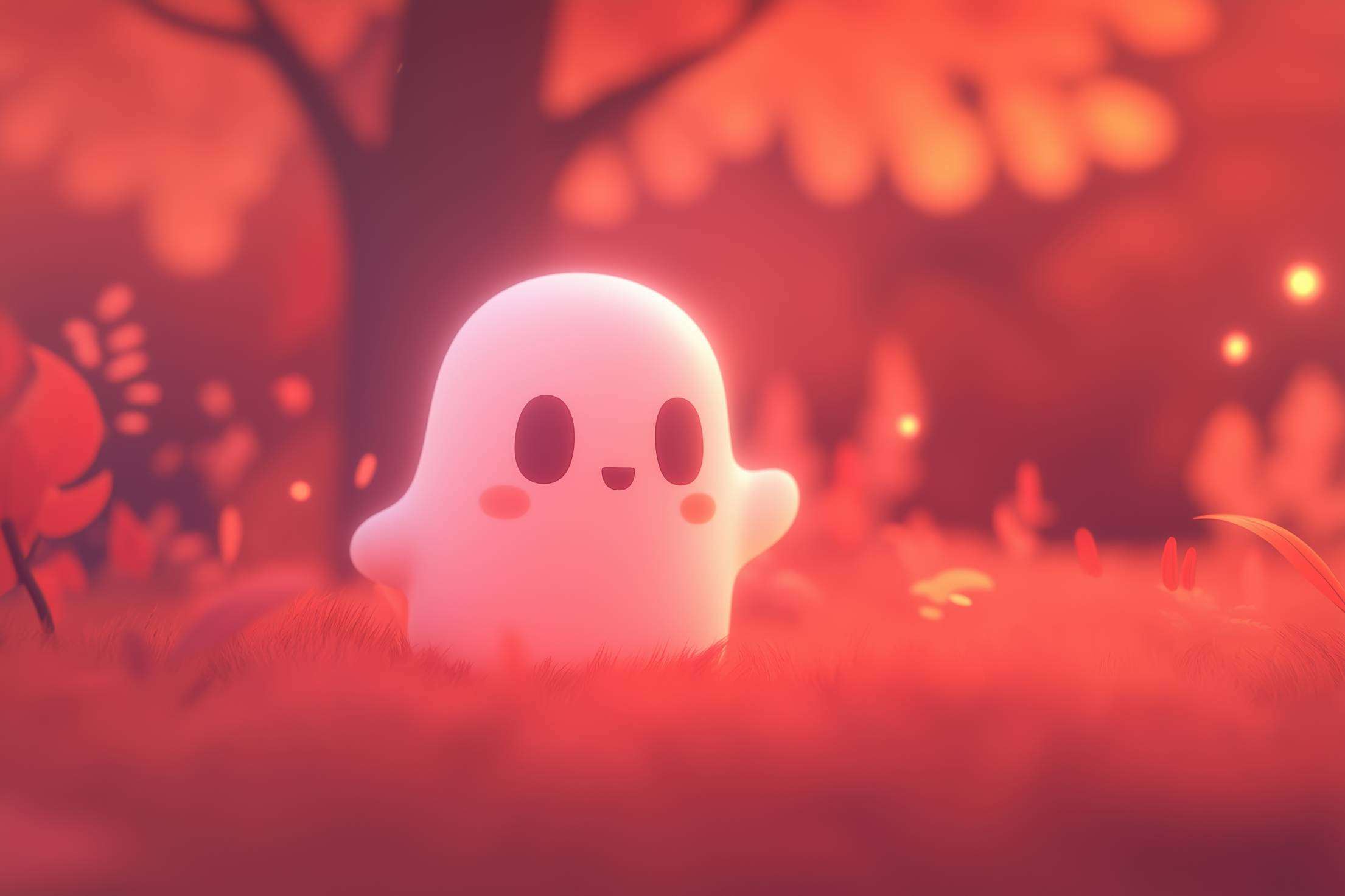2210x1473 Beautiful Cute 3D Ghost in Nature. Free Halloween Image