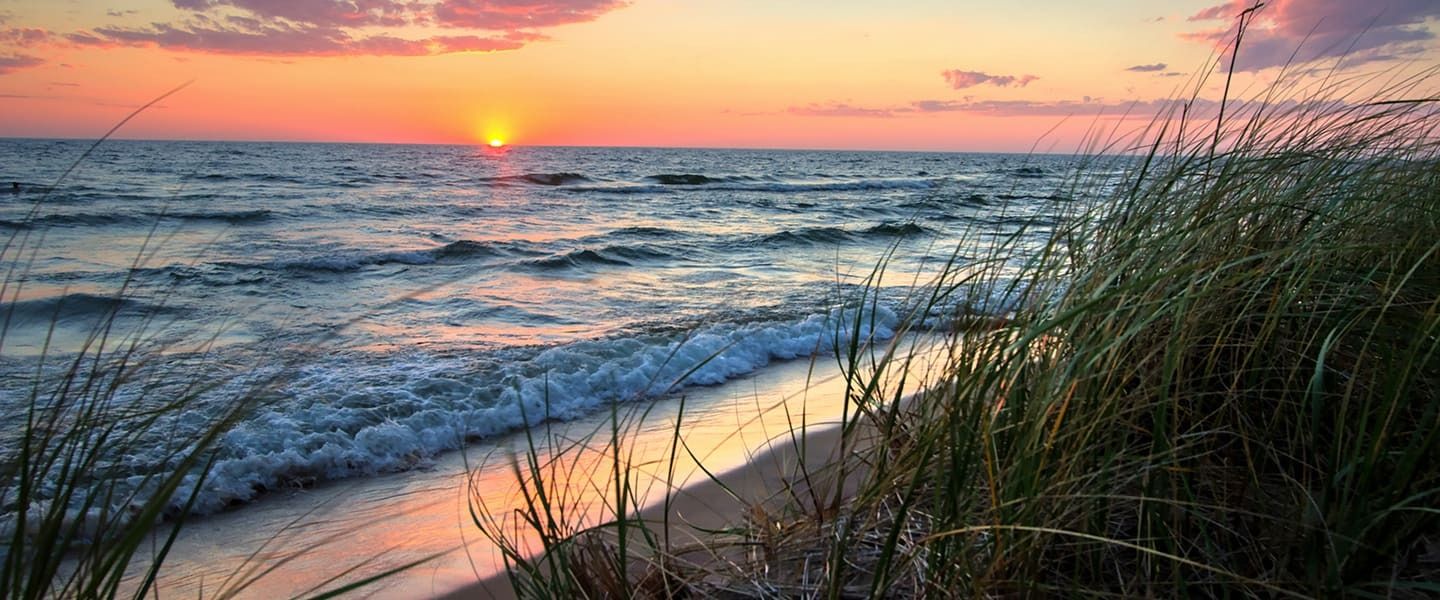 1440x600 Beach Waves Crashingwestland Michigan United States USA