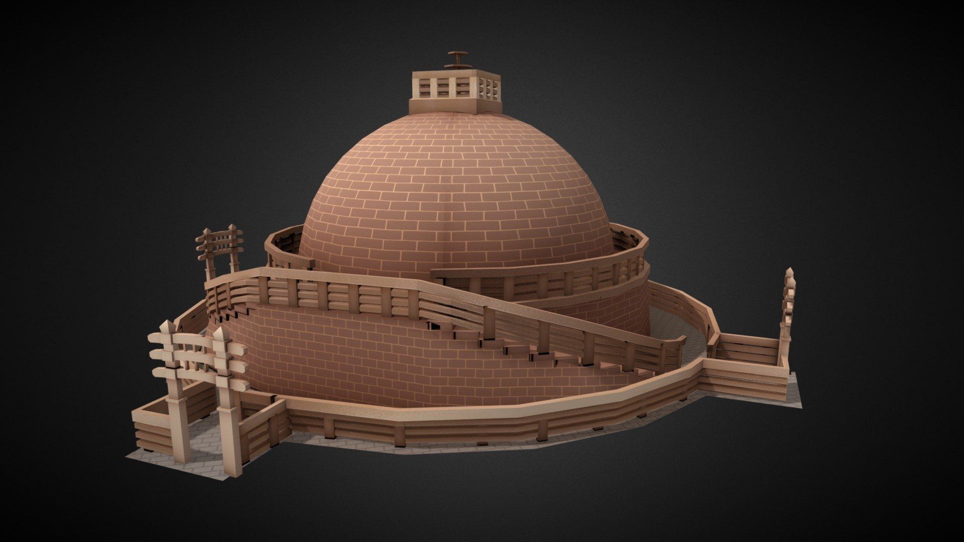 1920x1080 LOWPOLY SANCHI STUPA
