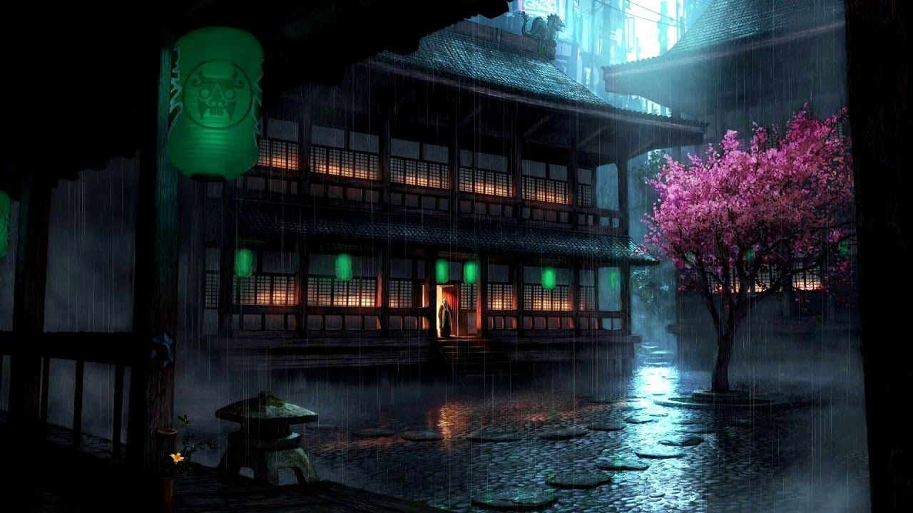 1280x720 Anime Rain PC Wallpaper