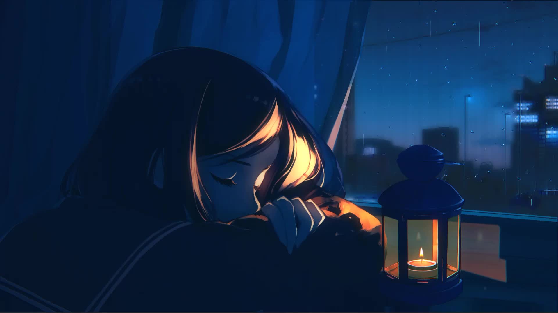 1920x1080 Chill Candle Night And Rain Pc Live Wallpaper