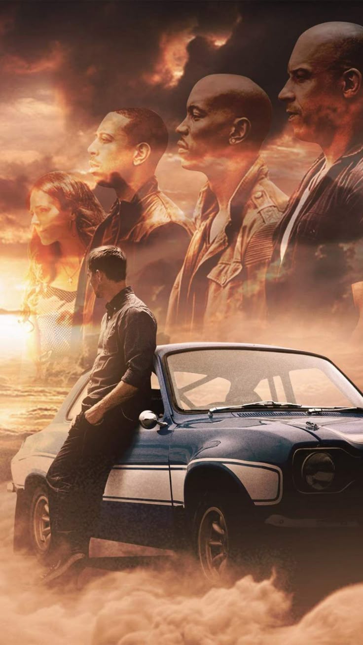 736x1308 Fast and Furious Movie Diesel and Paul Walker on Car in Clouds