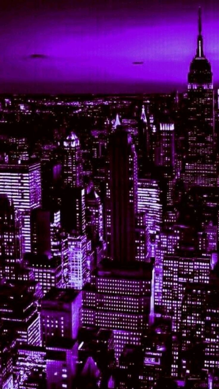 736x1308 Purple and Black City Lights. Purple city background aesthetic, New york skyline purple wallpaper, City
