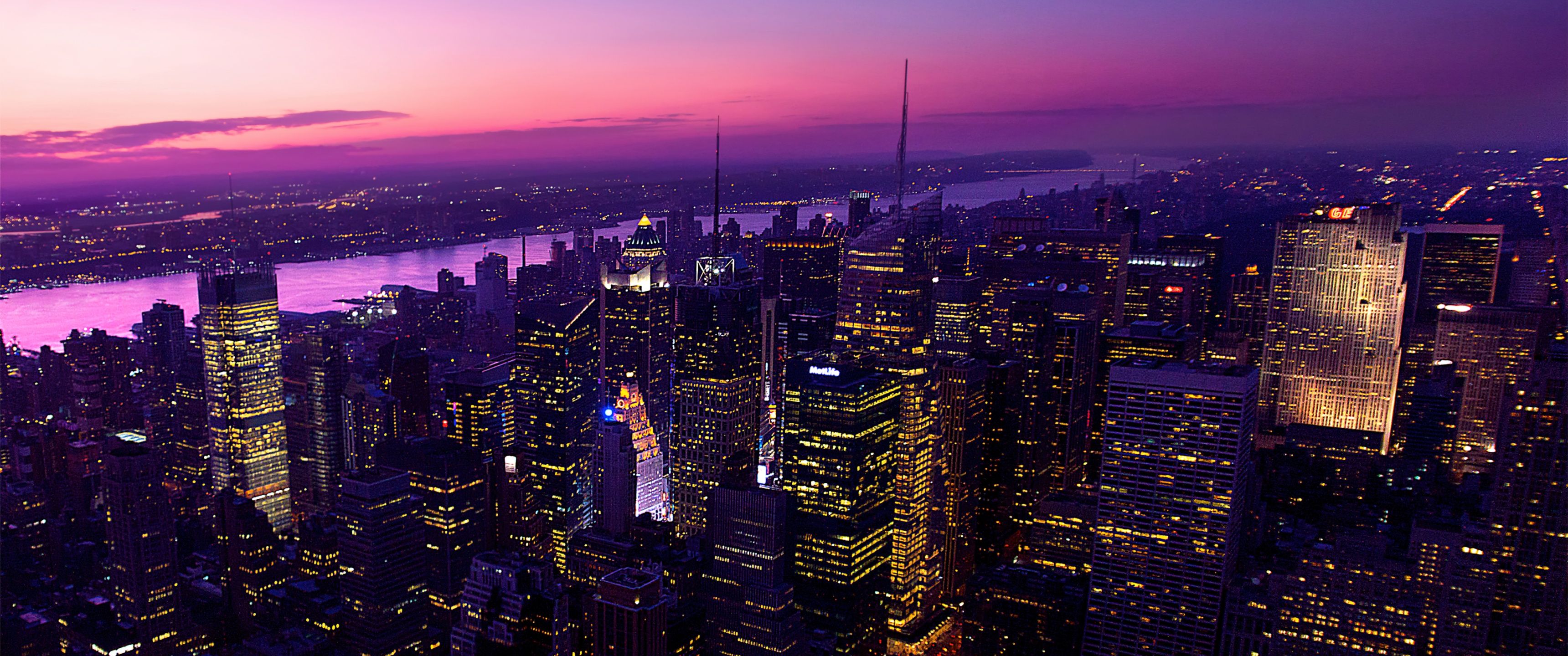 3440x1440 New York City Wallpaper 4K, Aesthetic, Twilight, Evening