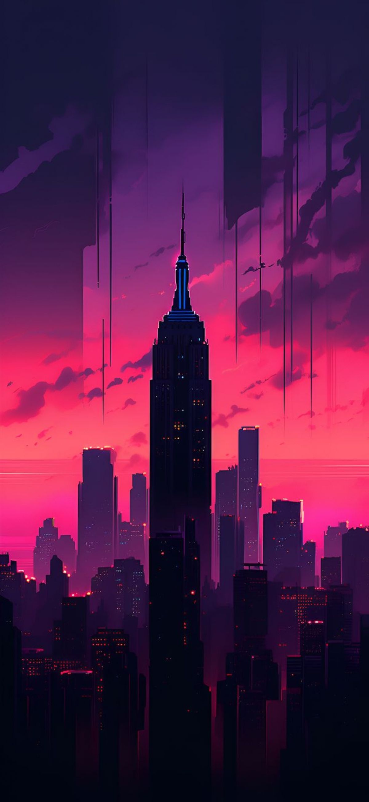 1200x2608 Dark Purple Pink Cityscape NYC New York City