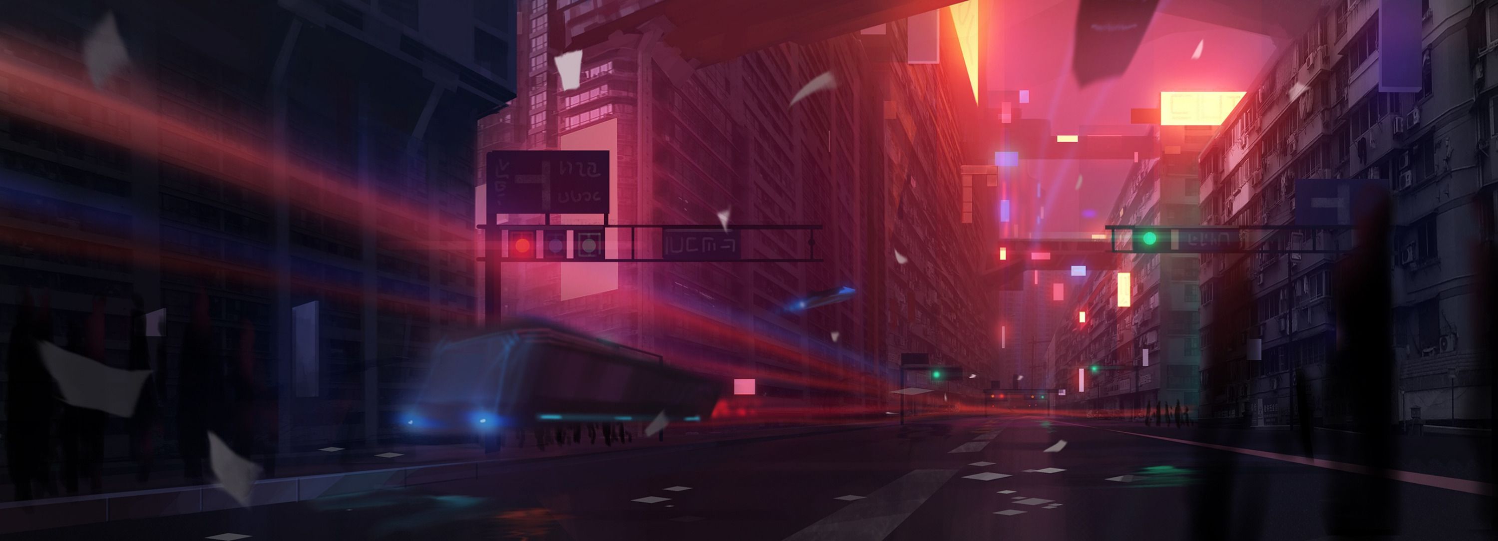 3000x1084 Wallpaper Cars on Road During Night Time, Background Free Image