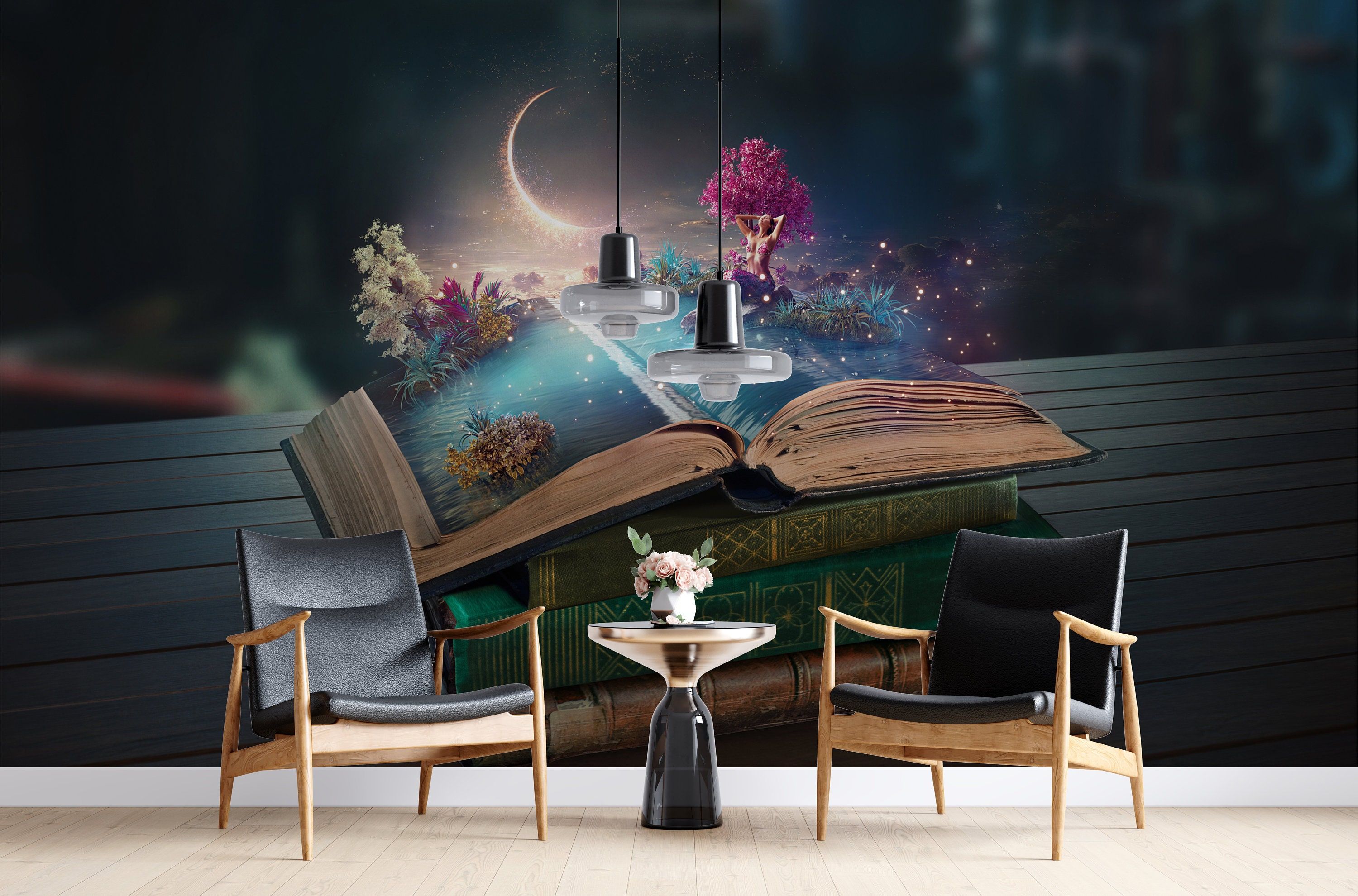 3000x1980 Open Book Library Wallpaper. Peel & Stick Magic Reading MuralD Fantasy School Decor