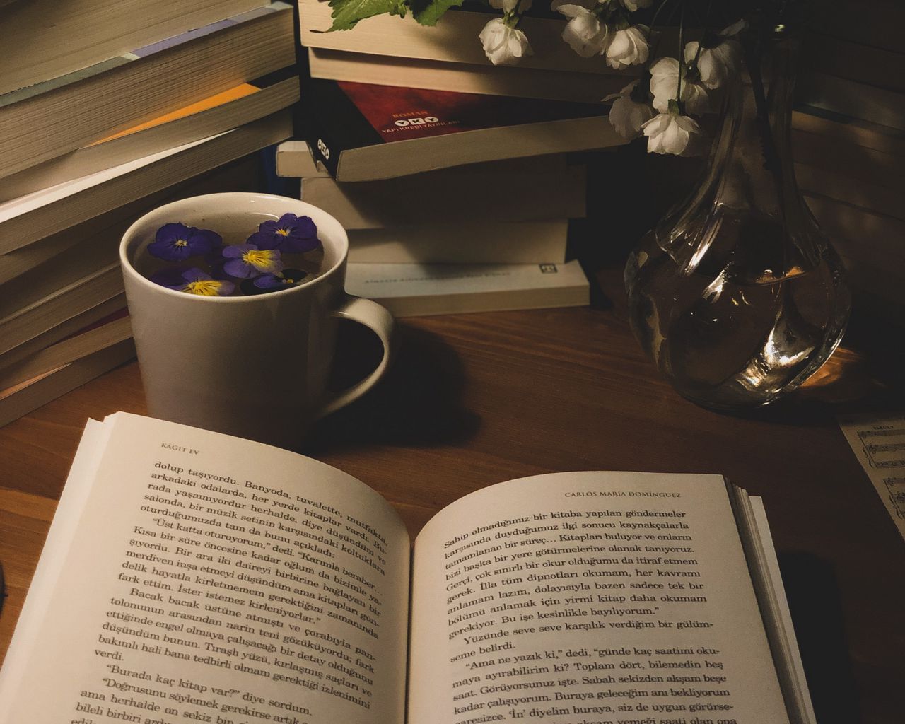1280x1024 Download wallpaper 1280x1024 books, reading, tea, aesthetics standard 5:4 HD background