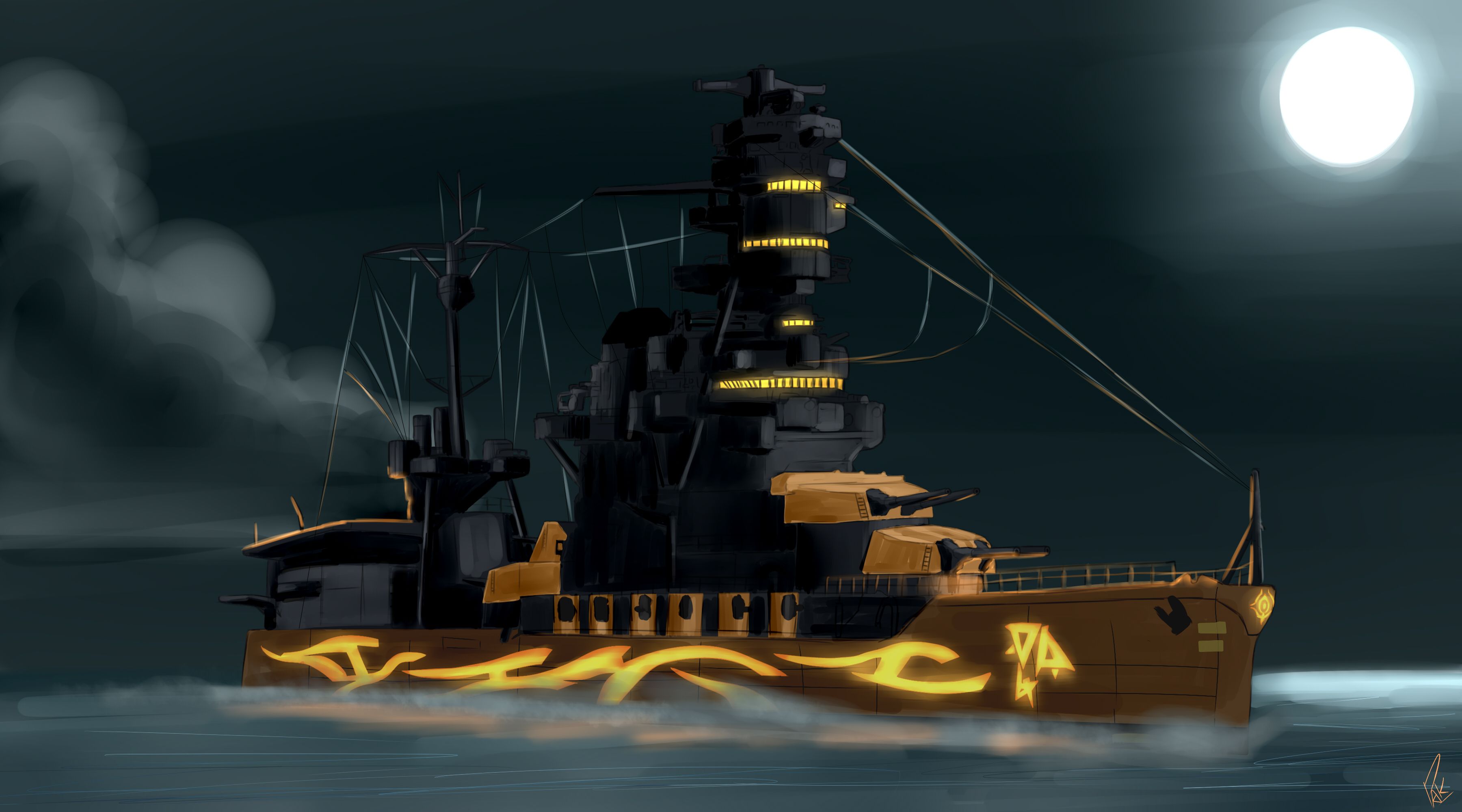 3600x2000 Hyuga's Hull(Arpeggio of Blue Steel)