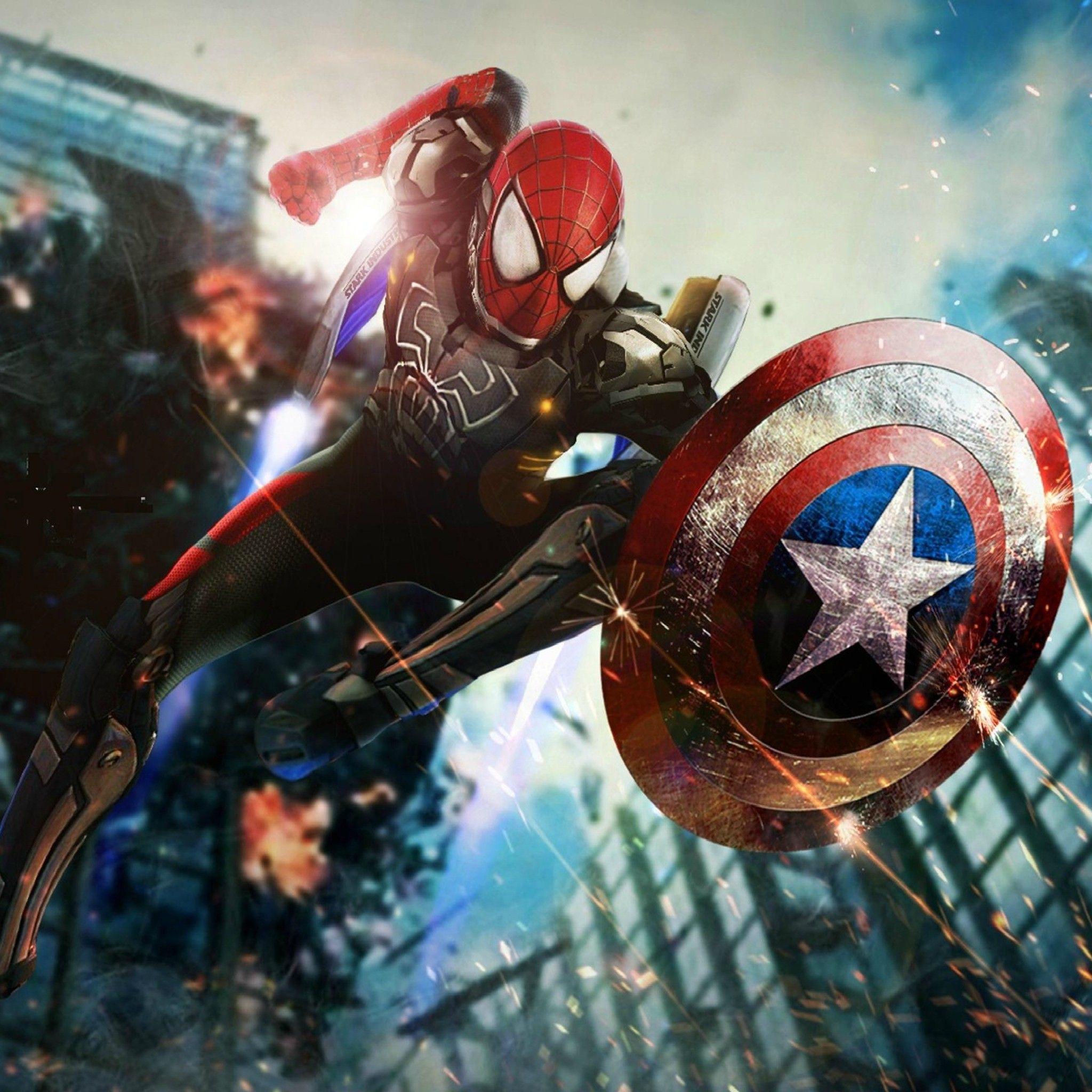 2048x2048 Infinity War Spider Man Wallpaper